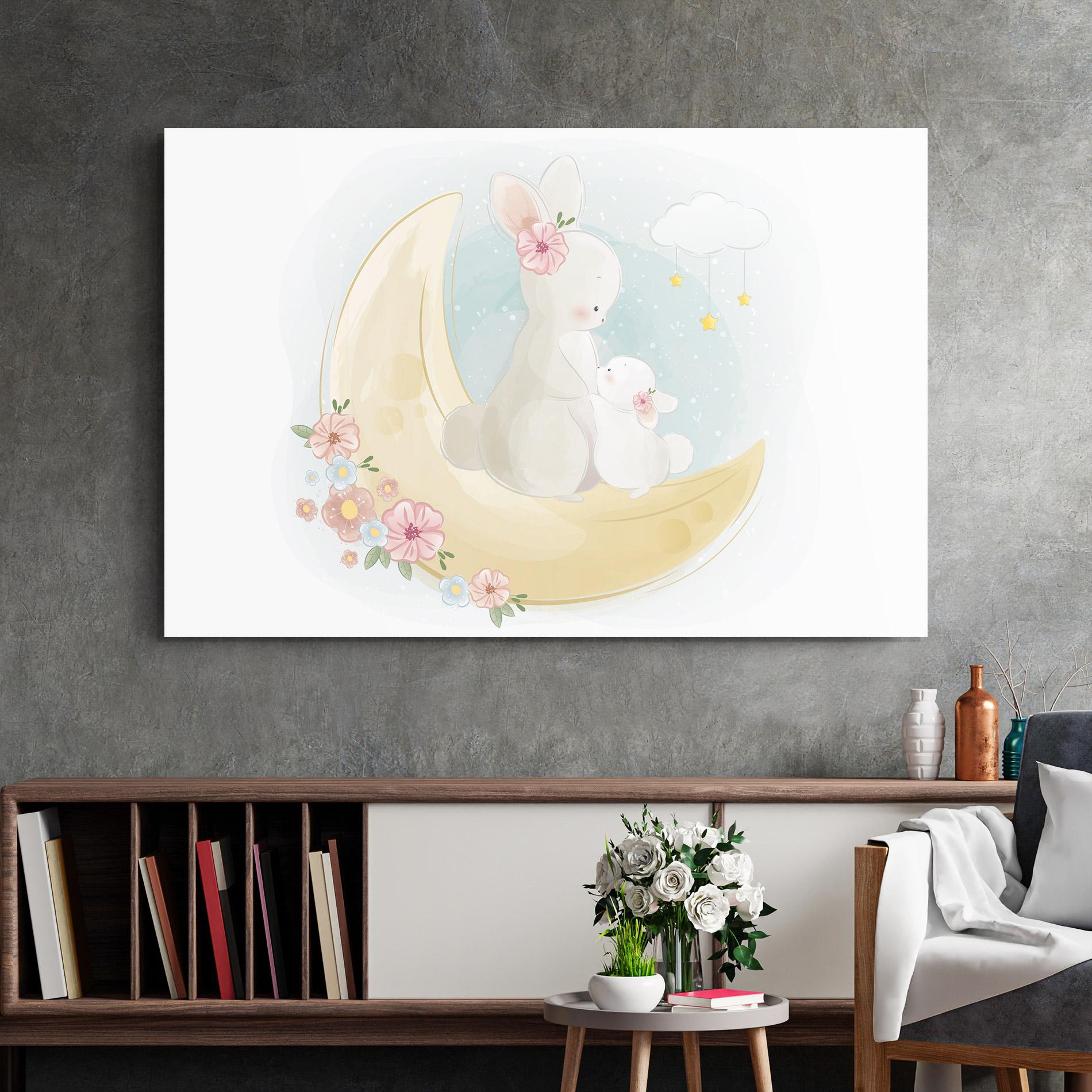 Glasbild Bunny Moon mockup 2