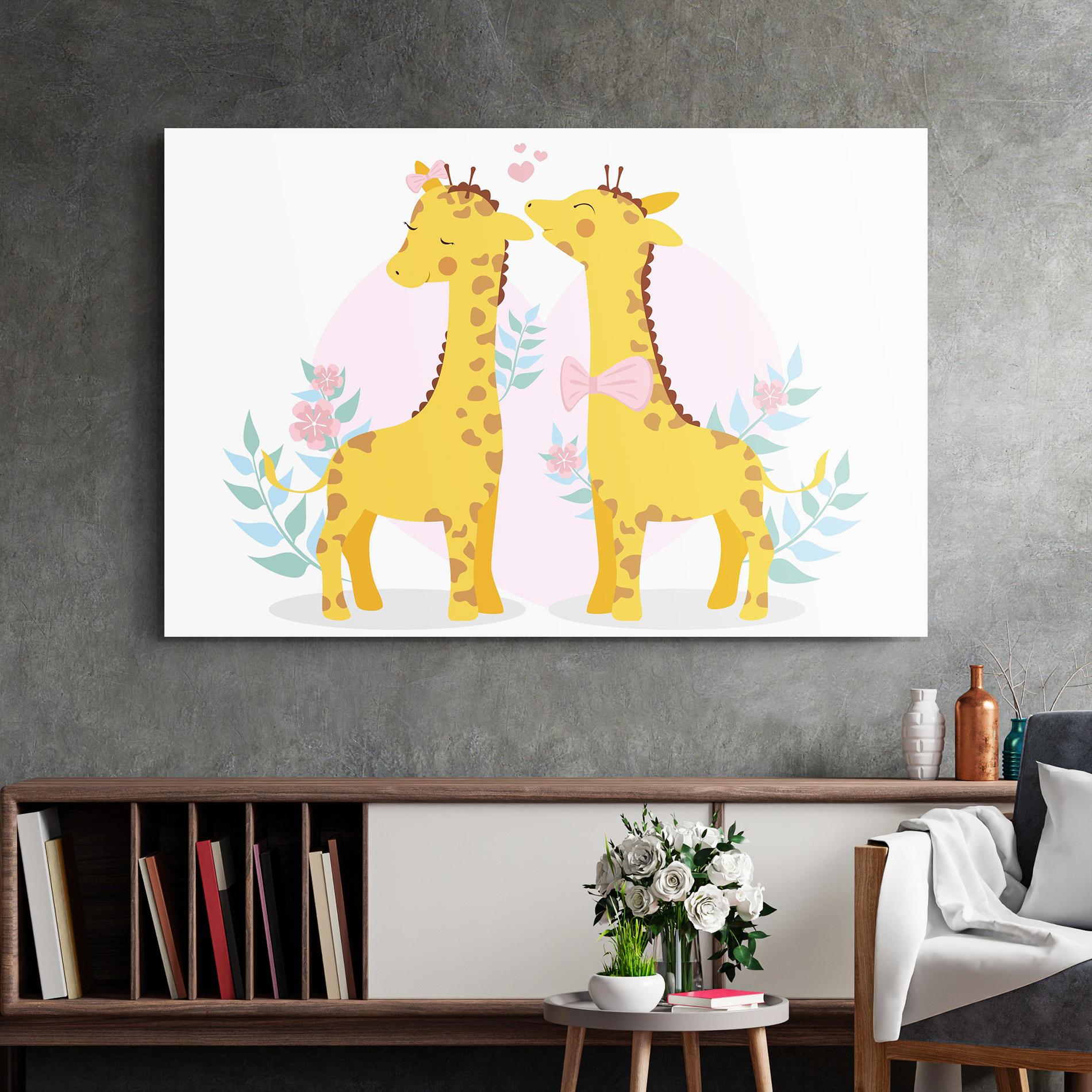 Glasbild Cute Giraffe Couple mockup 2