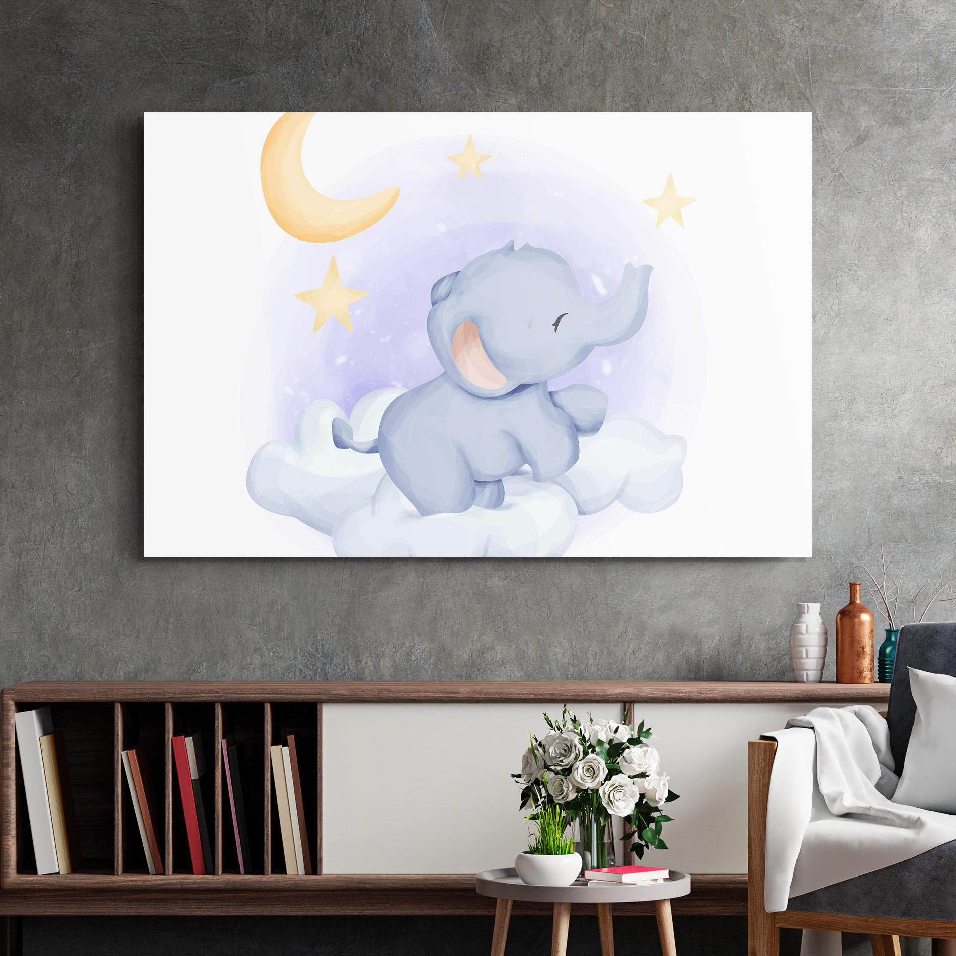 Glasbild Elephant Moon mockup 2