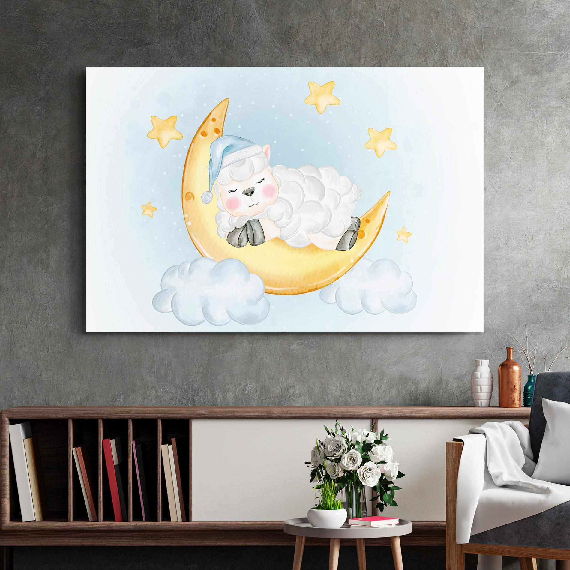 Glasbild Sheep Sleeping mockup 2