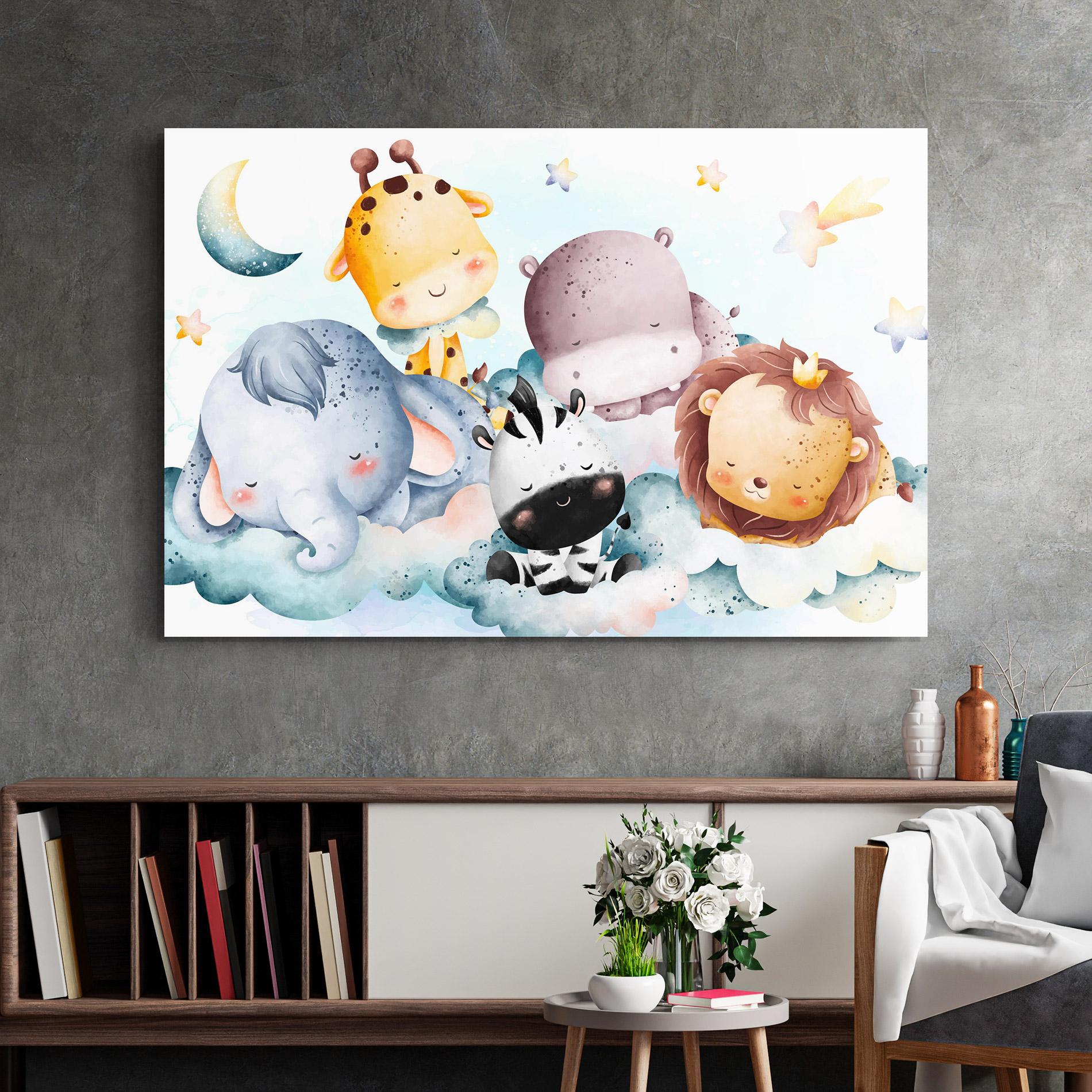 Glasbild Sleepy Cute Animals mockup 2