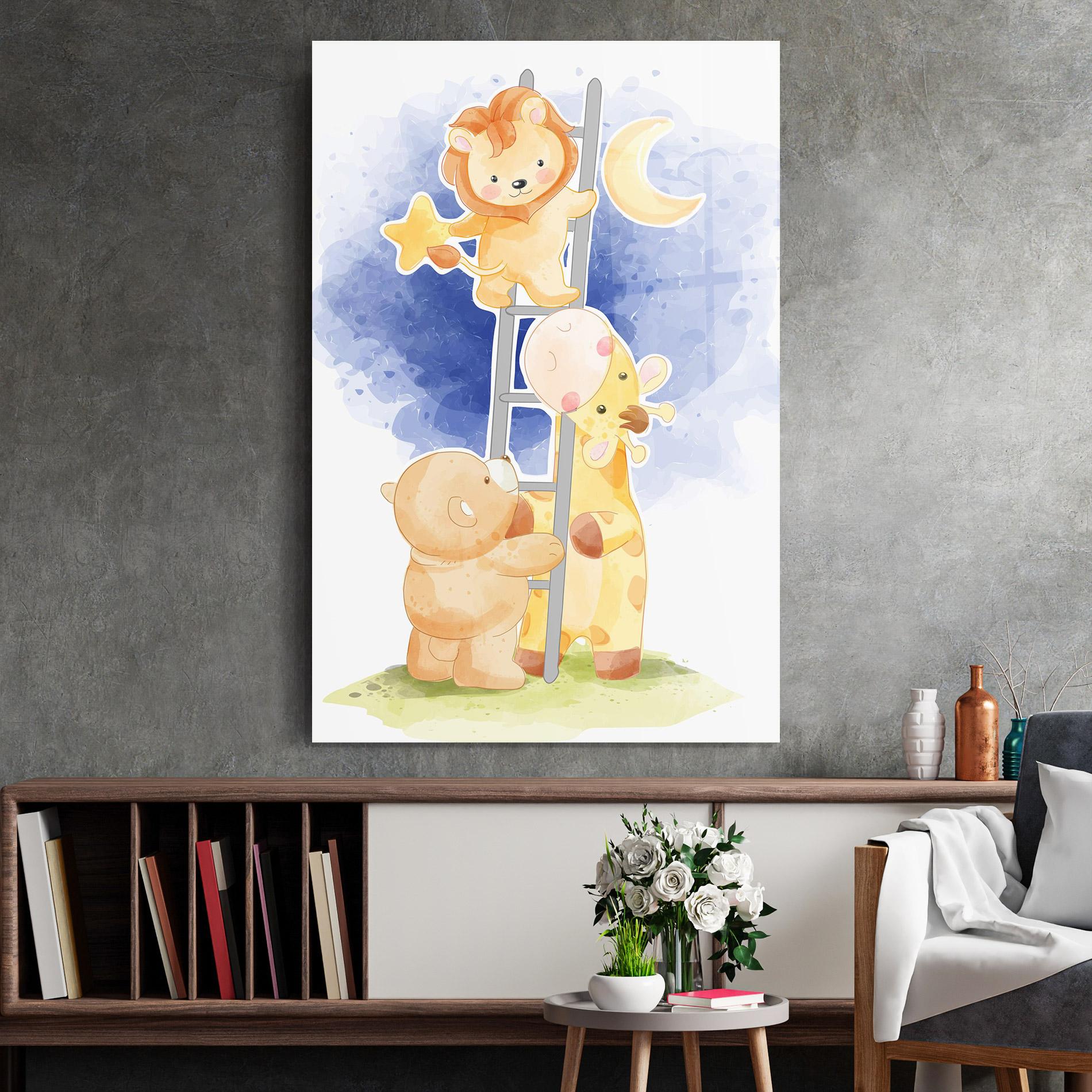 Glasbild Lion Moon mockup 2