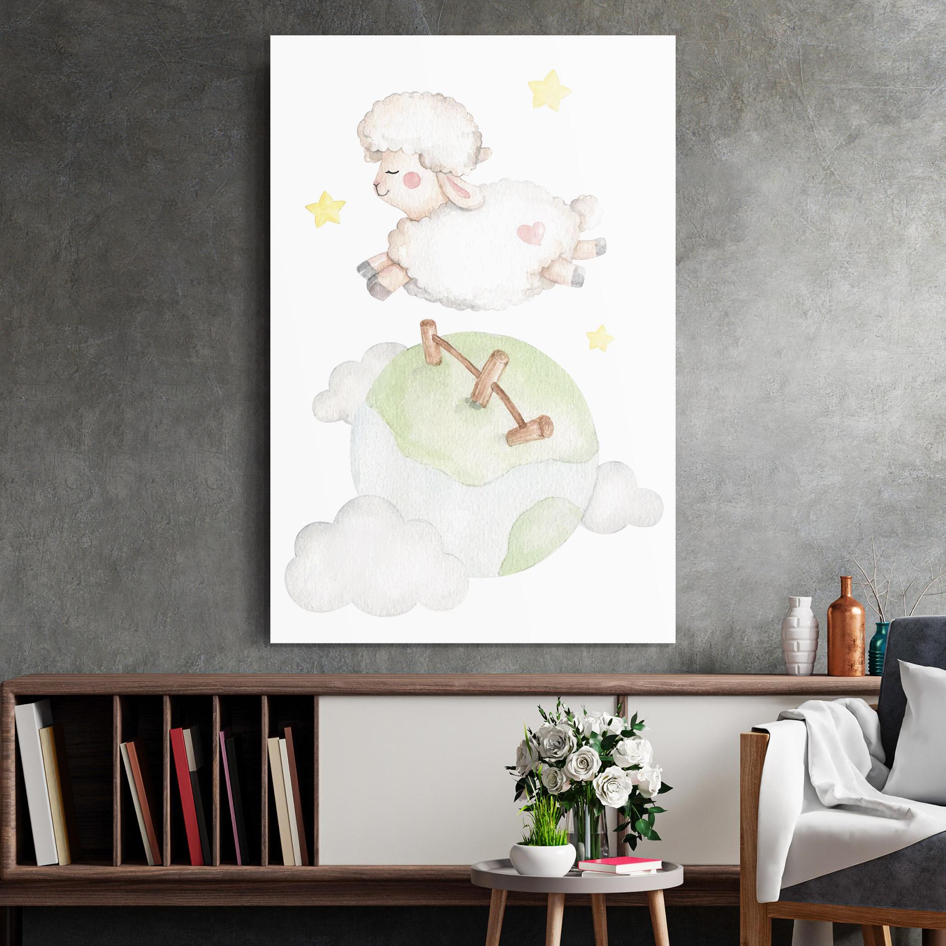 Glasbild Sheep Jump mockup 2