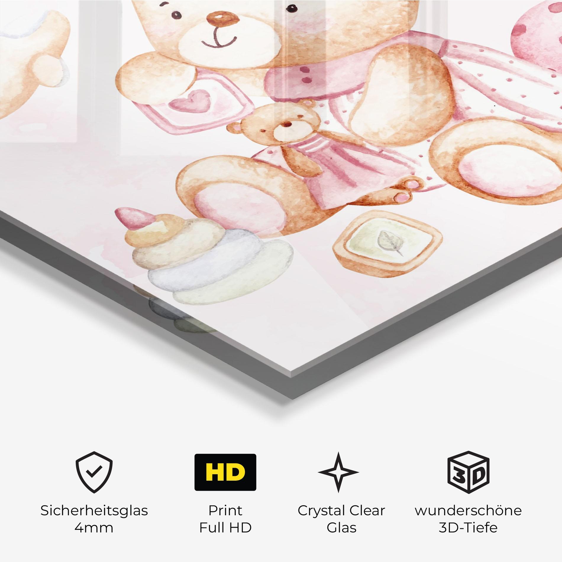 Glasbild Bear With Toys mockup 3