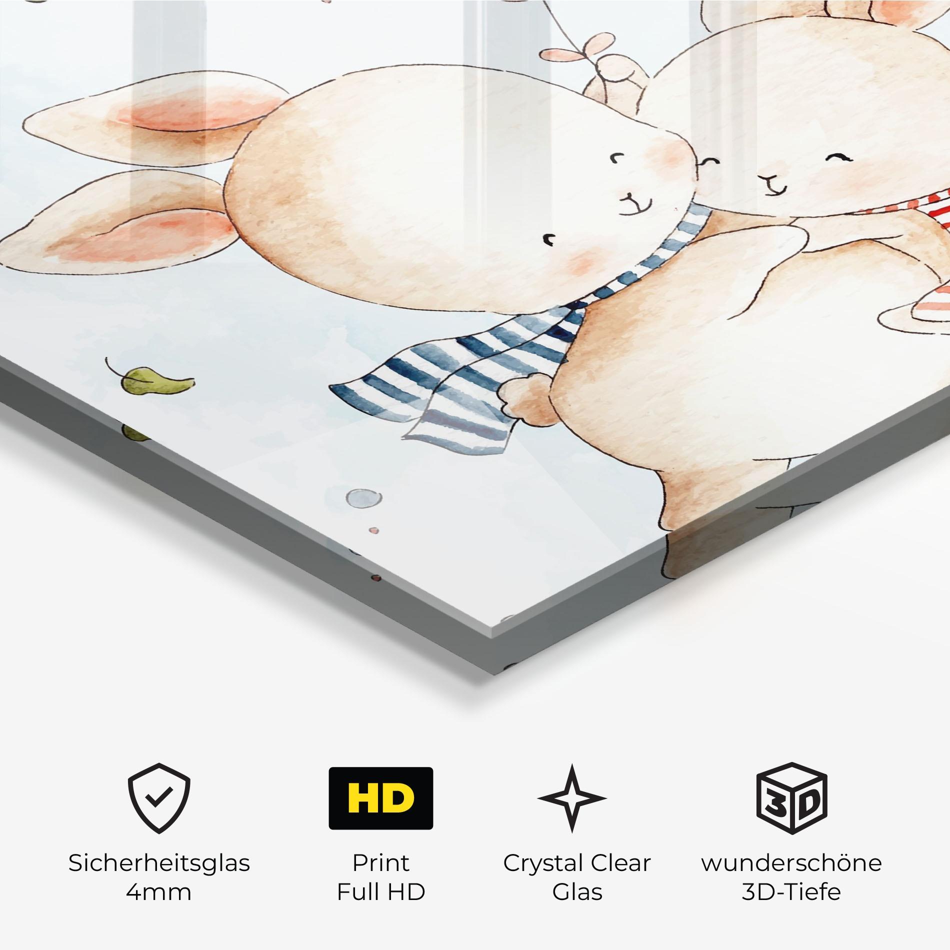 Glasbild Cute Couple Rabbit mockup 3