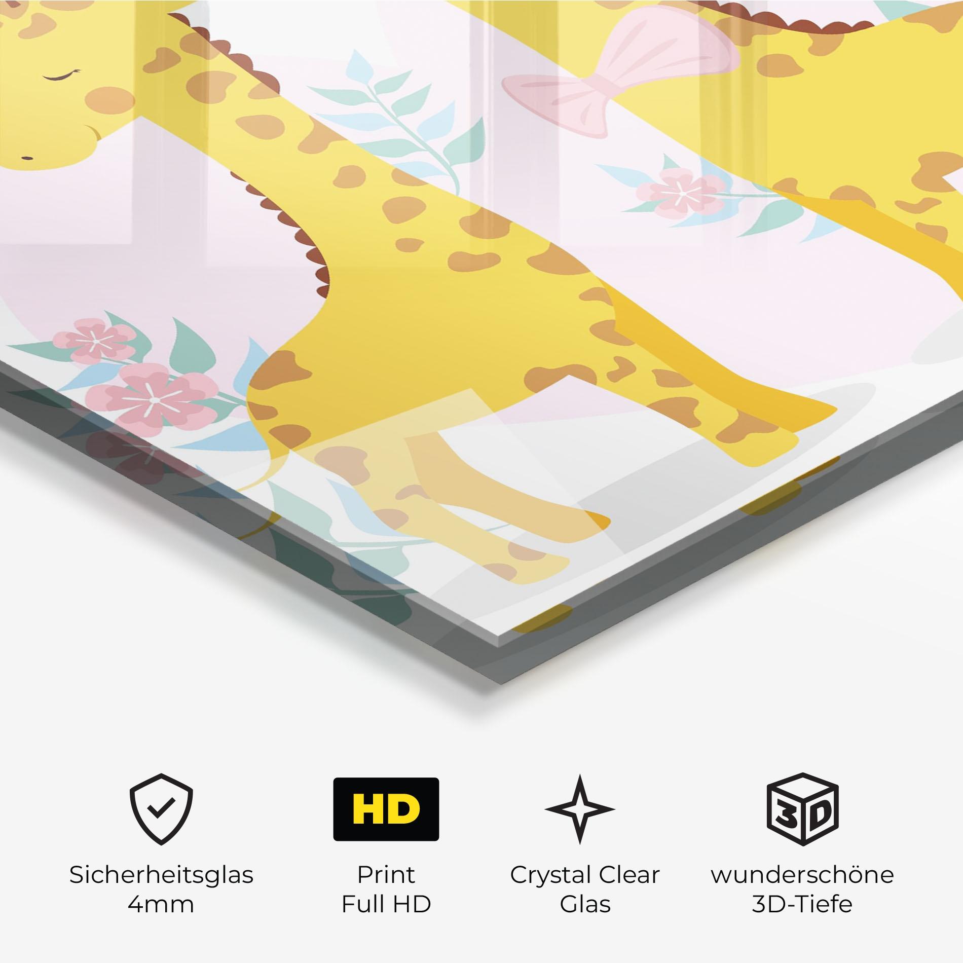 Glasbild Cute Giraffe Couple mockup 3