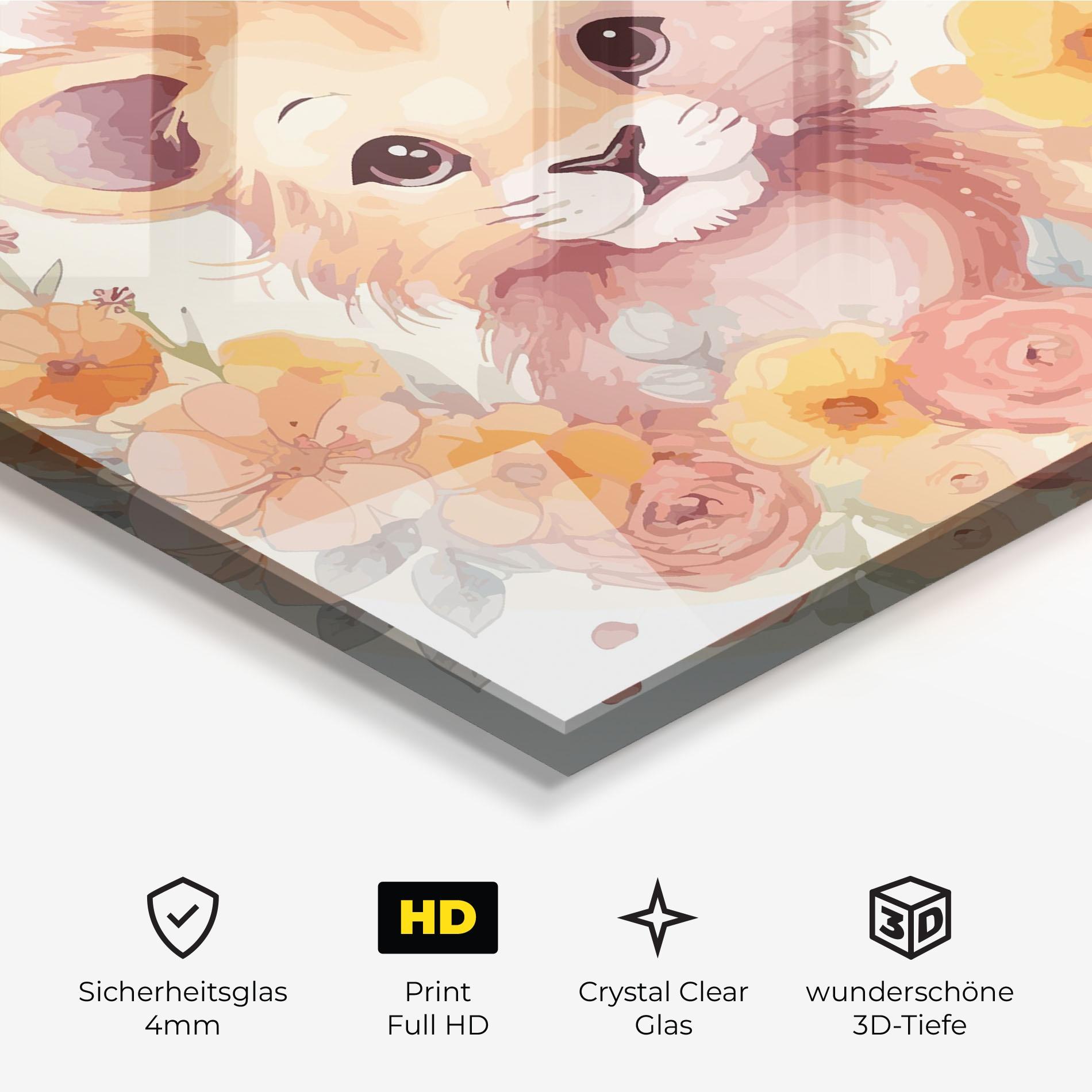 Glasbild Flower Baby Lion mockup 3