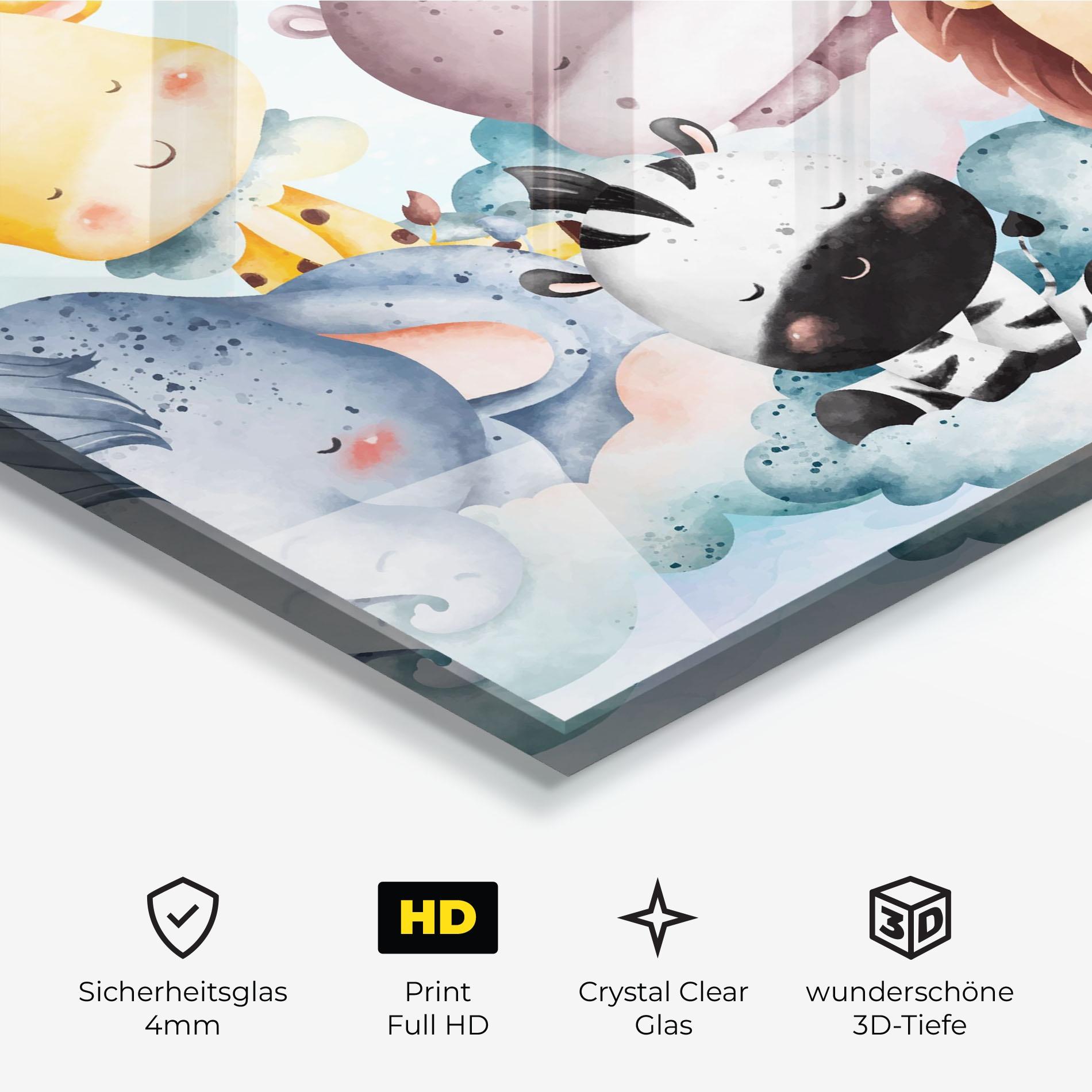 Glasbild Sleepy Cute Animals mockup 3