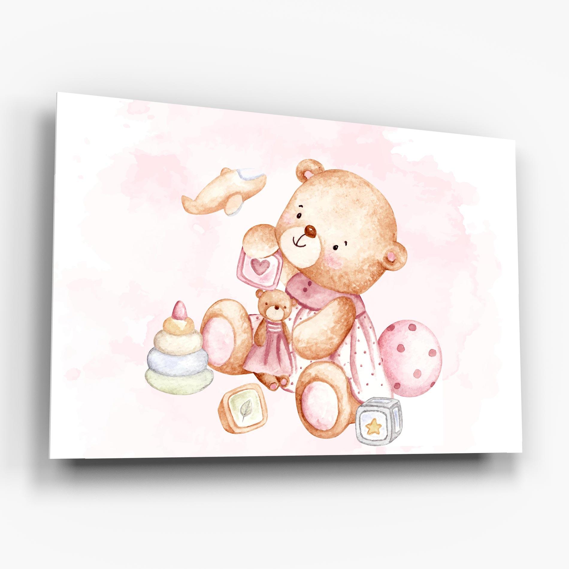 Glasbild Bear With Toys mockup 6