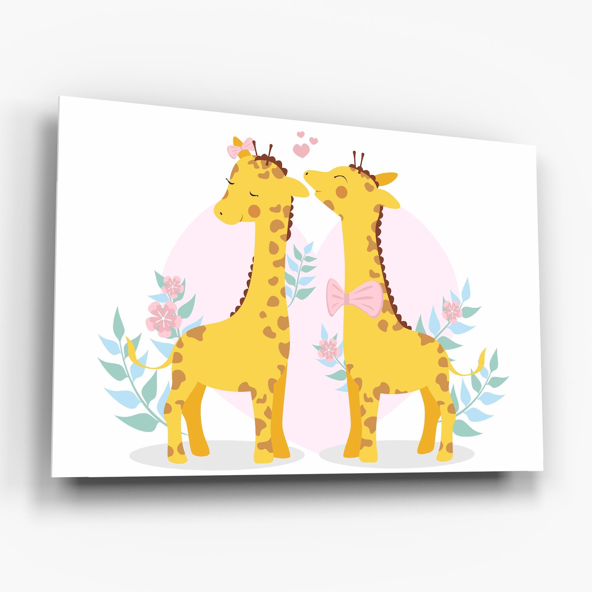Glasbild Cute Giraffe Couple mockup 6