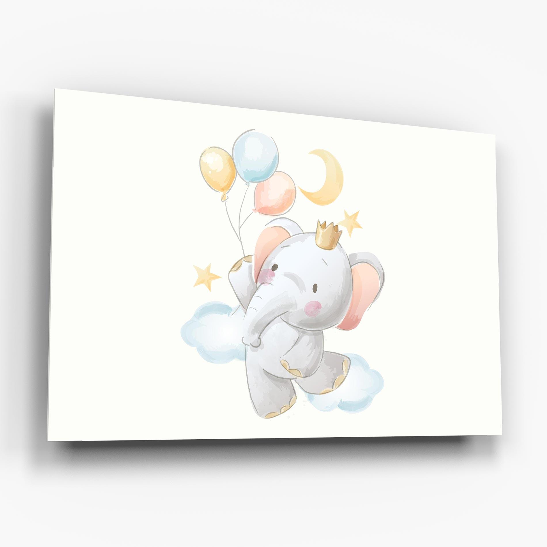 Glasbild Elephant Flying mockup 6