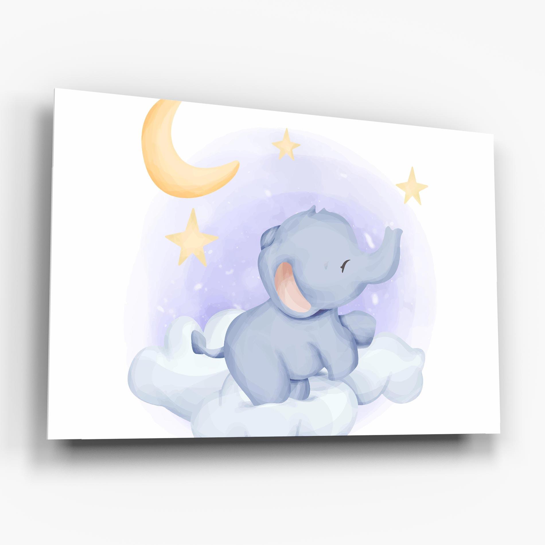 Glasbild Elephant Moon mockup 6