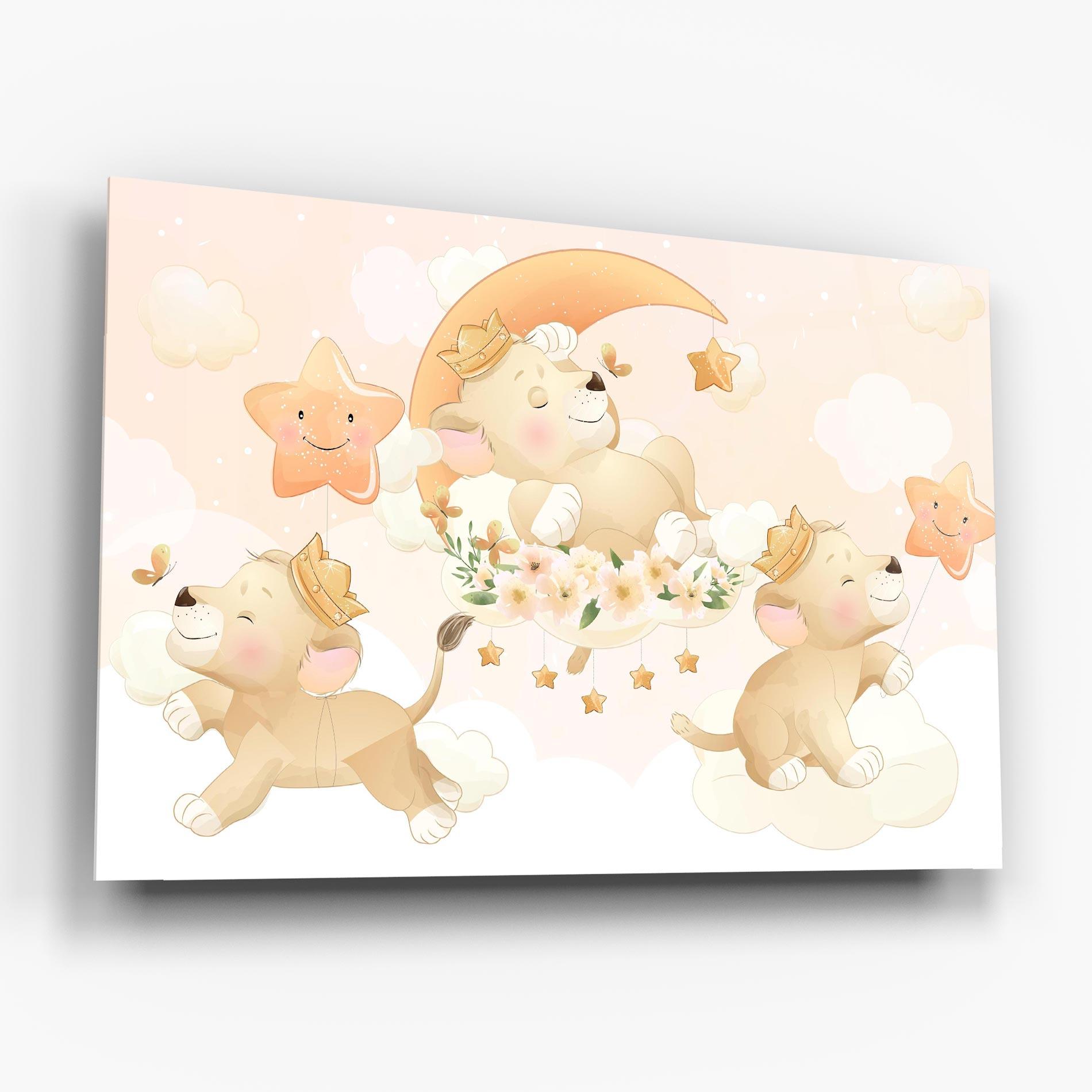 Glasbild King Lion Moon mockup 6