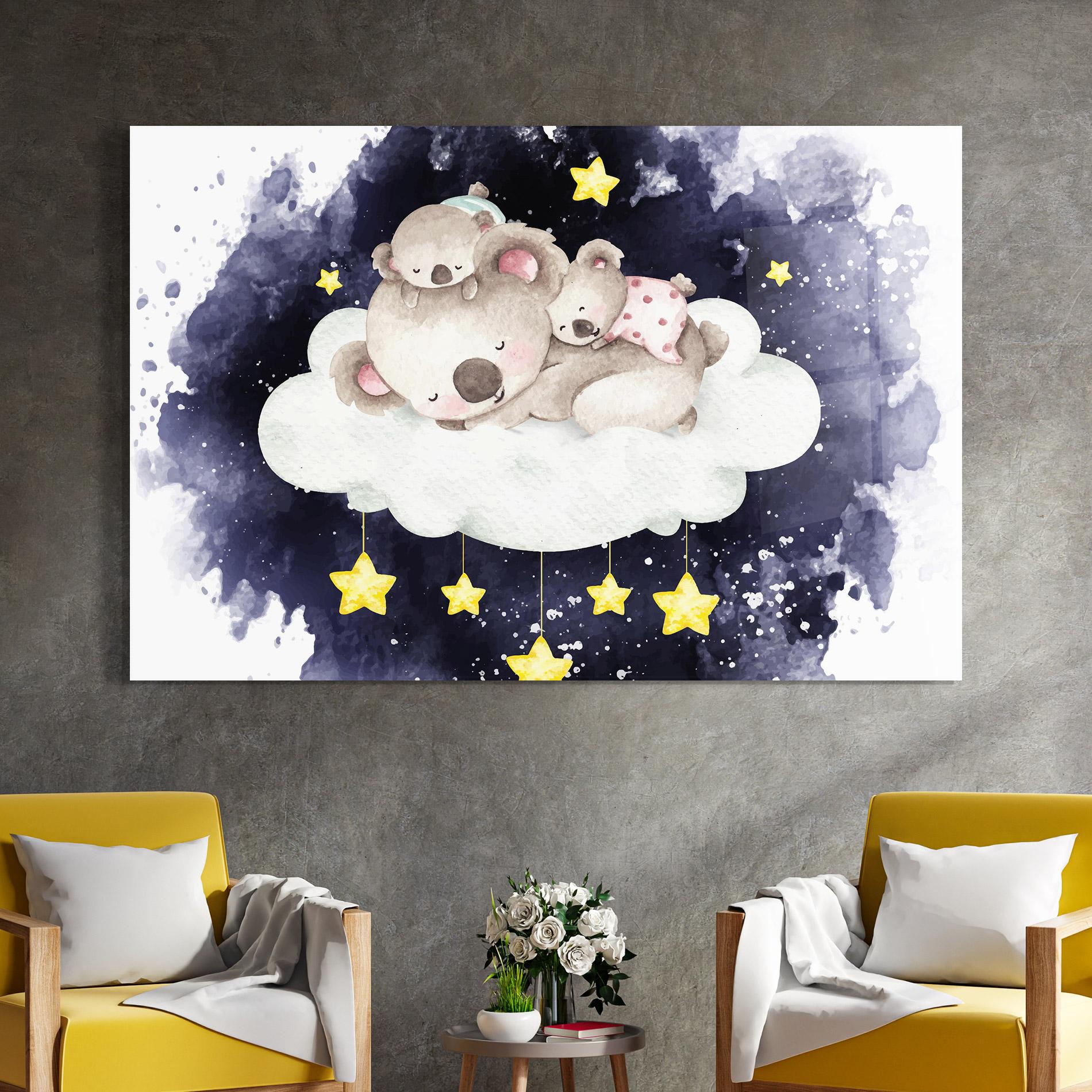 Glasbild Baby Koala Sleeping mockup 4