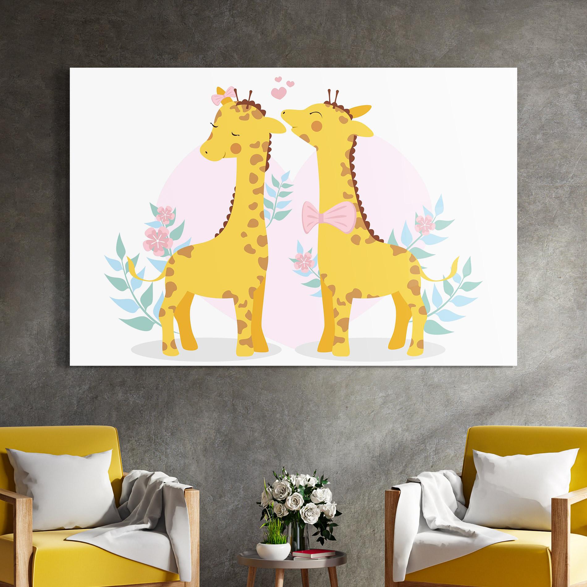Glasbild Cute Giraffe Couple mockup 4