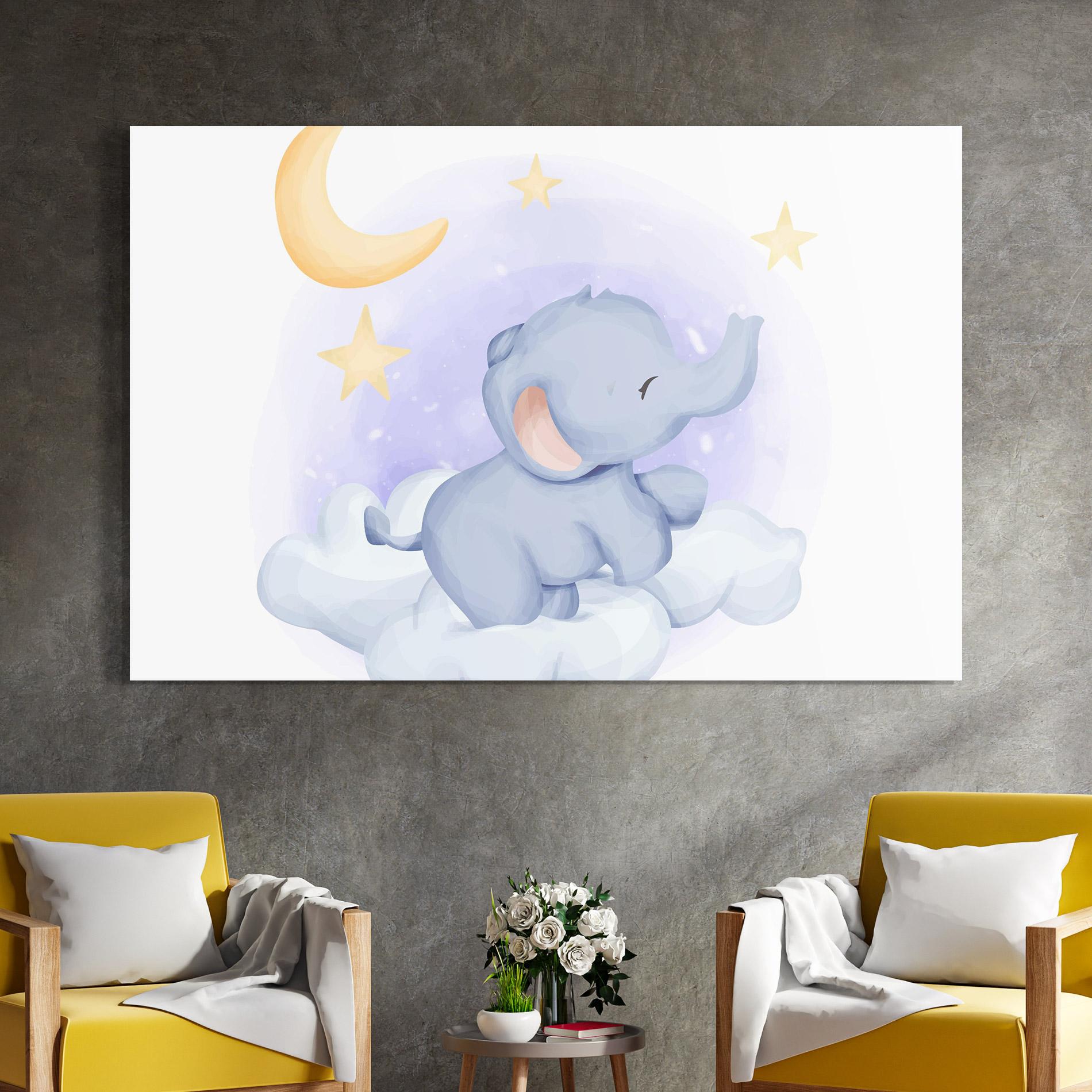 Glasbild Elephant Moon mockup 4