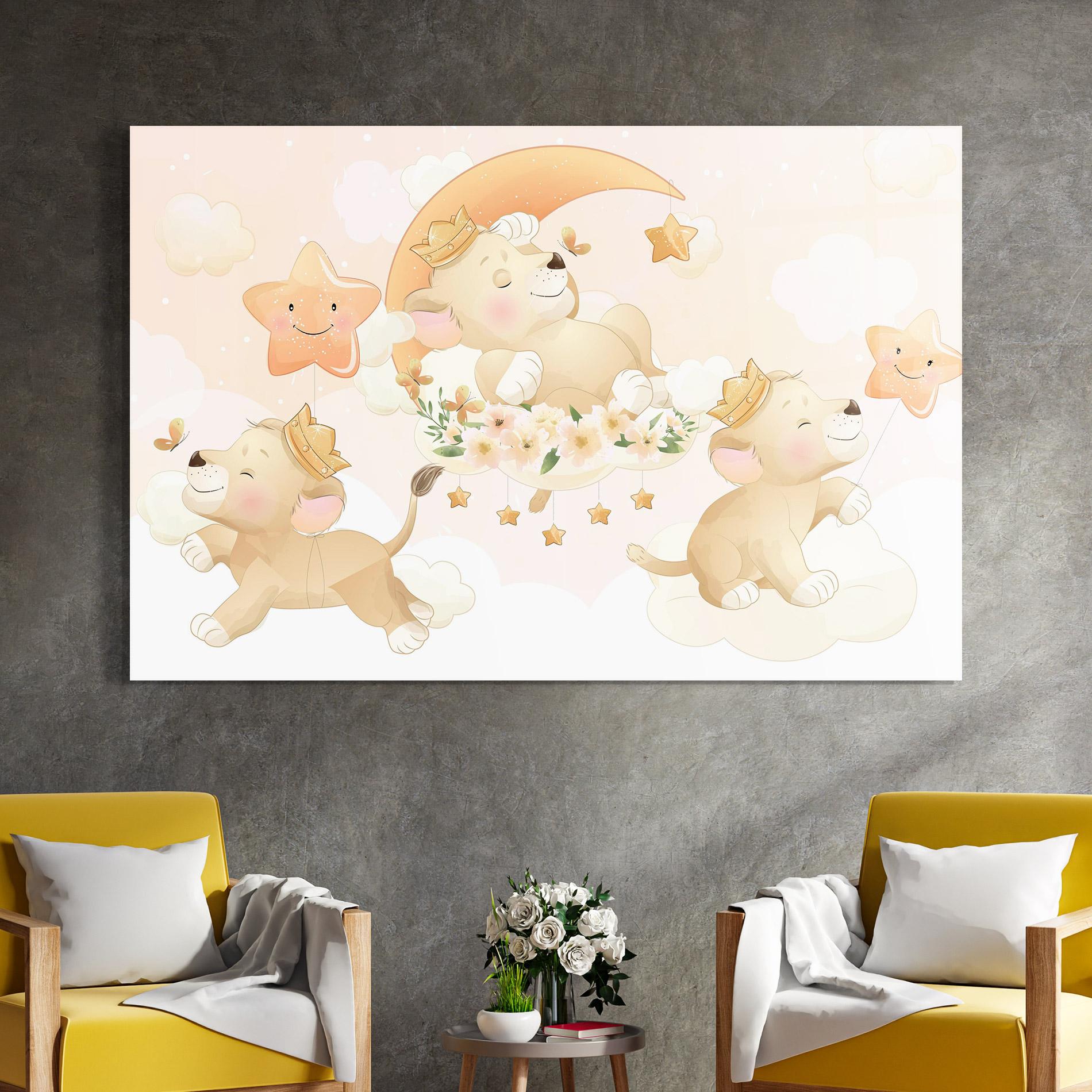 Glasbild King Lion Moon mockup 4