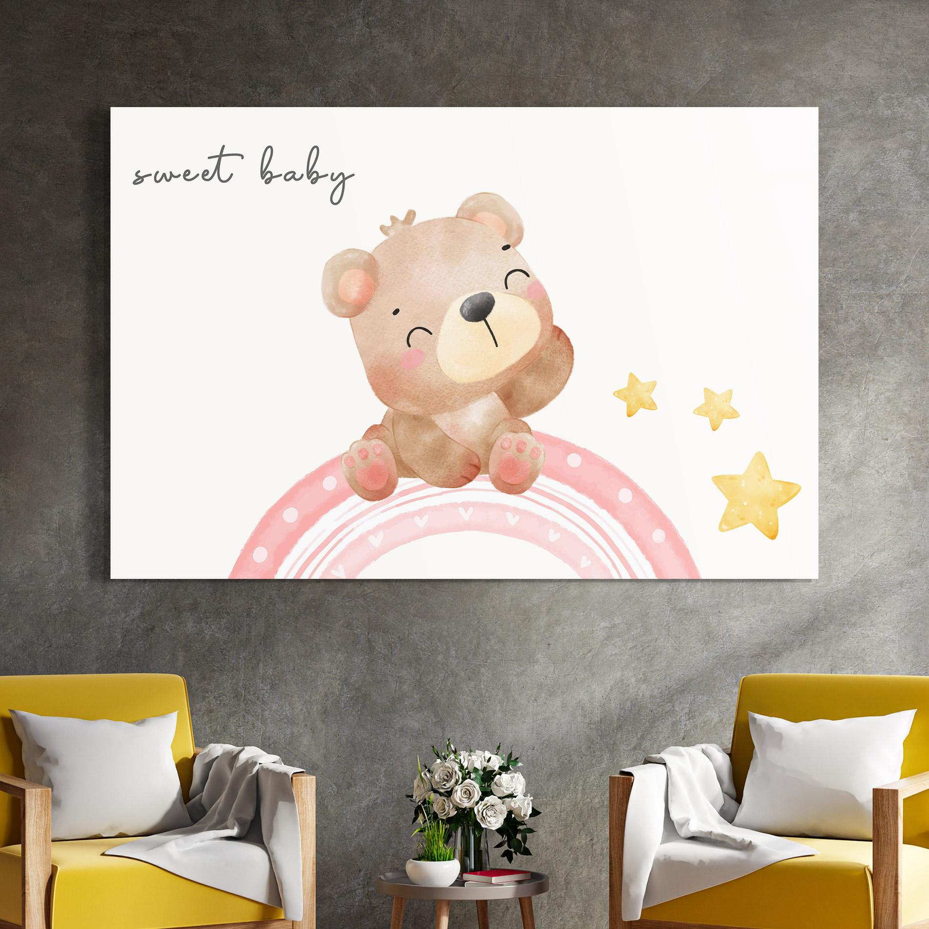 Glasbild Sweet Baby Bear mockup 4
