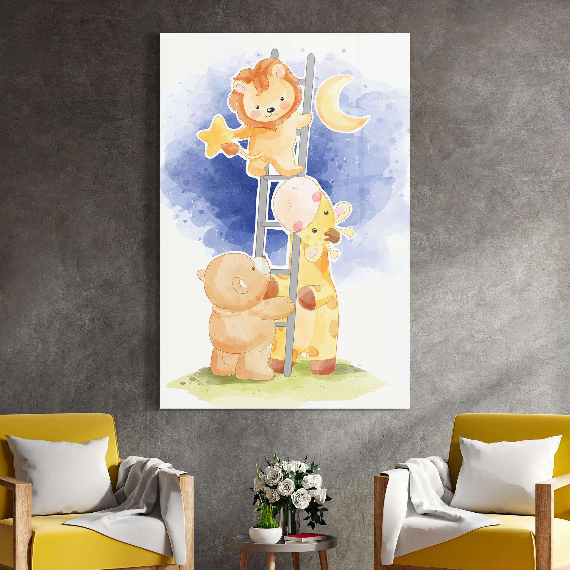 Glasbild Lion Moon mockup 4