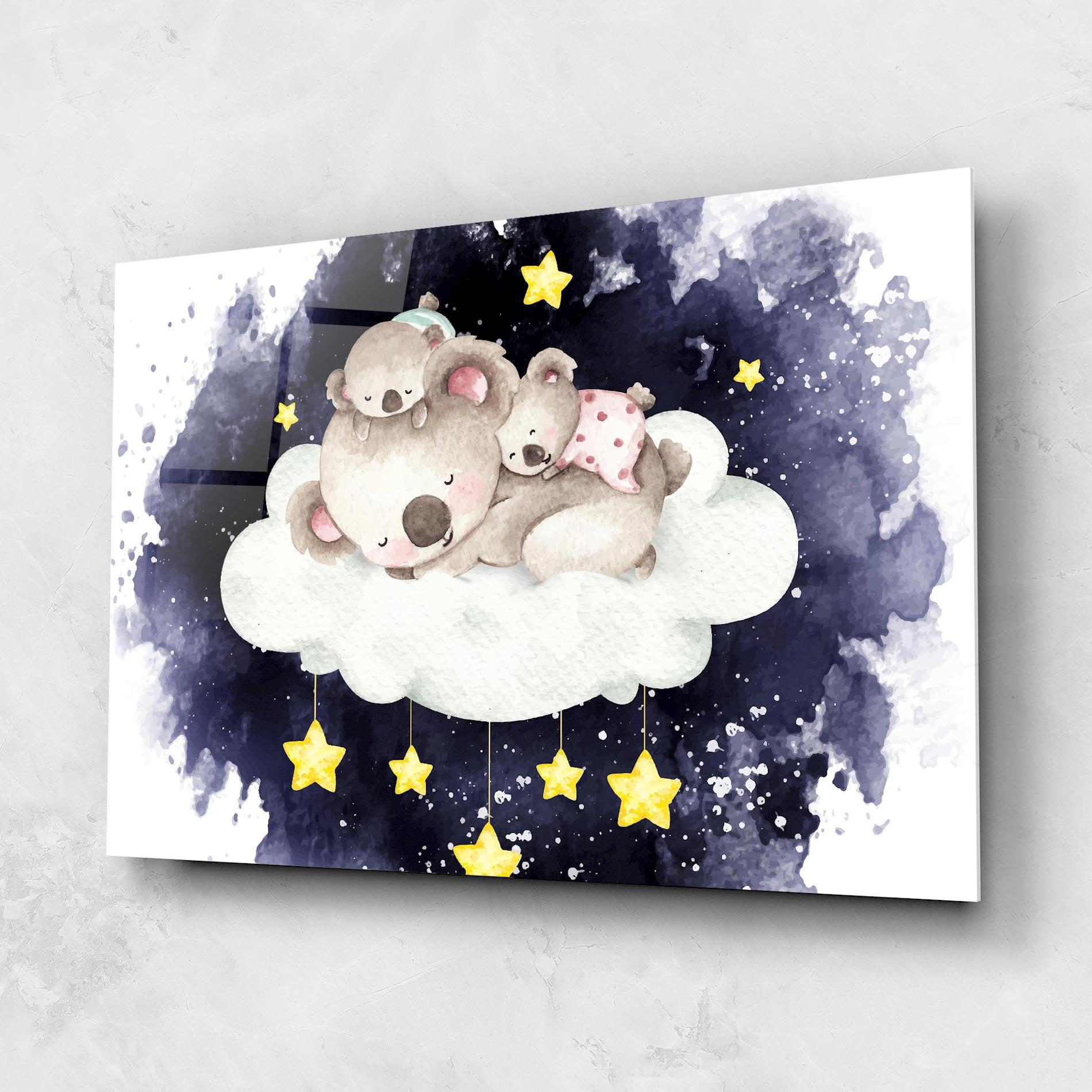 Glasbild Baby Koala Sleeping mockup 1