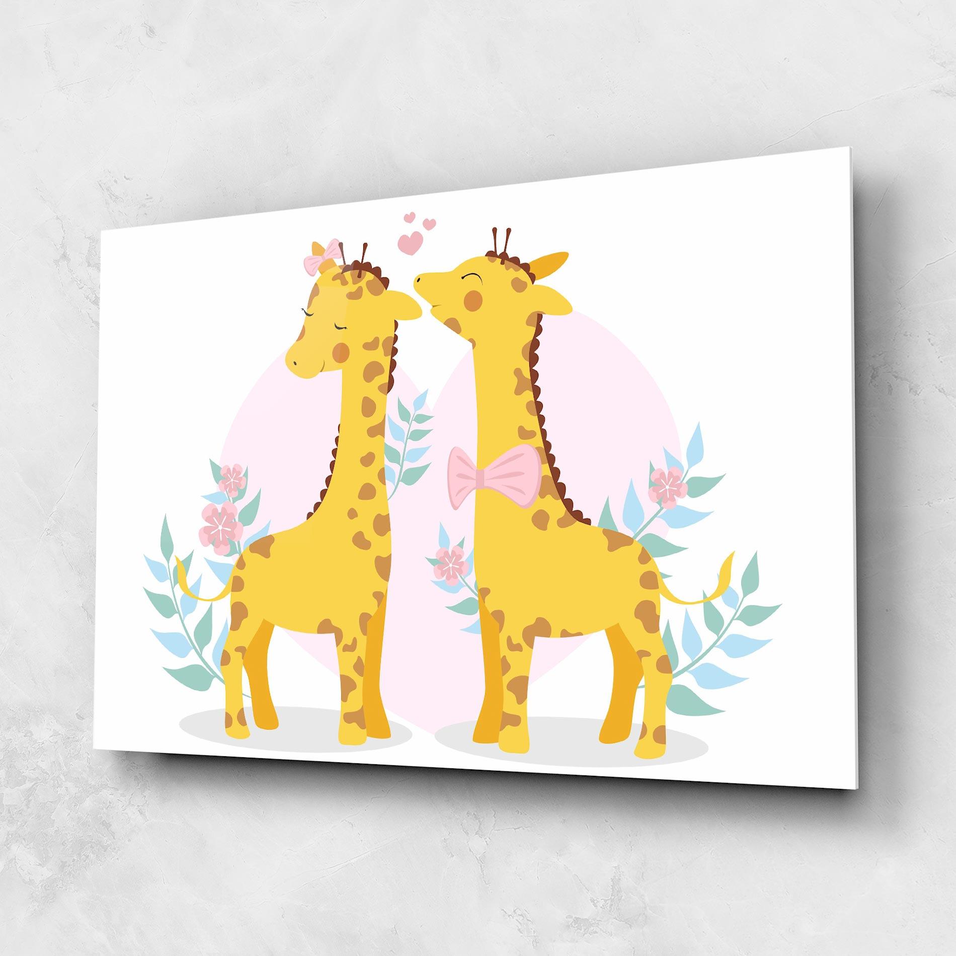 Glasbild Cute Giraffe Couple mockup 1
