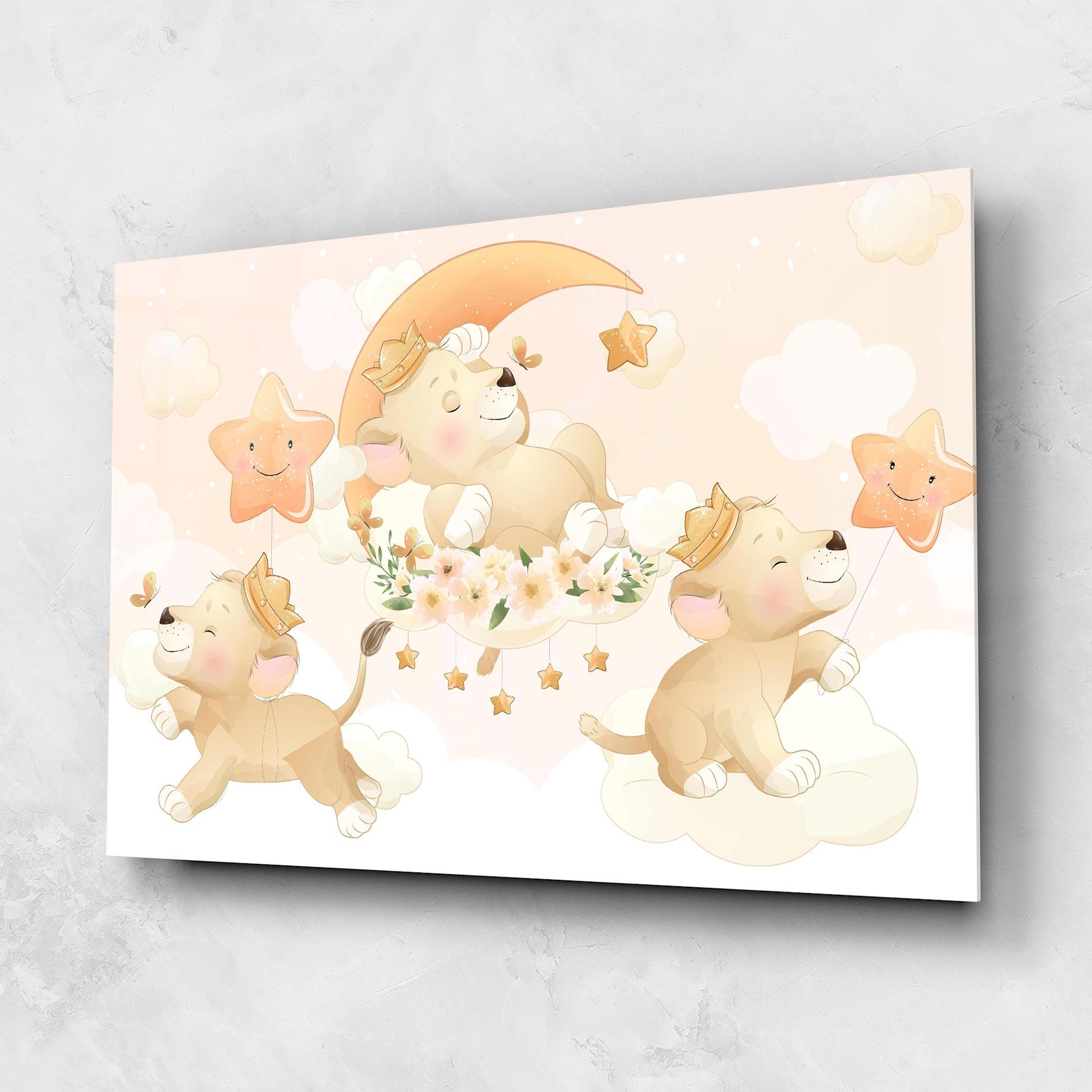 Glasbild King Lion Moon mockup 1