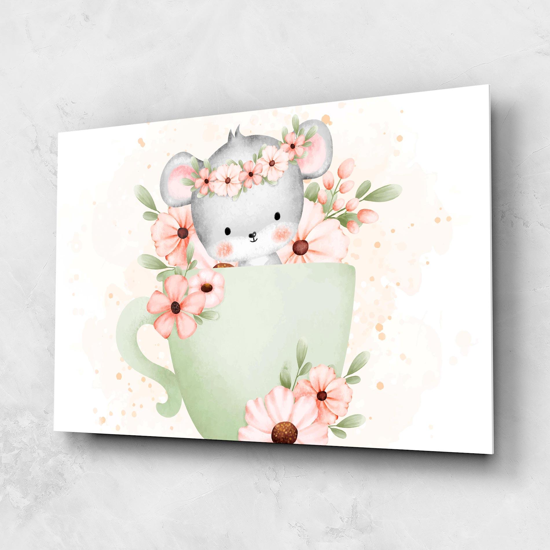 Glasbild Small Mouse Flower mockup 1