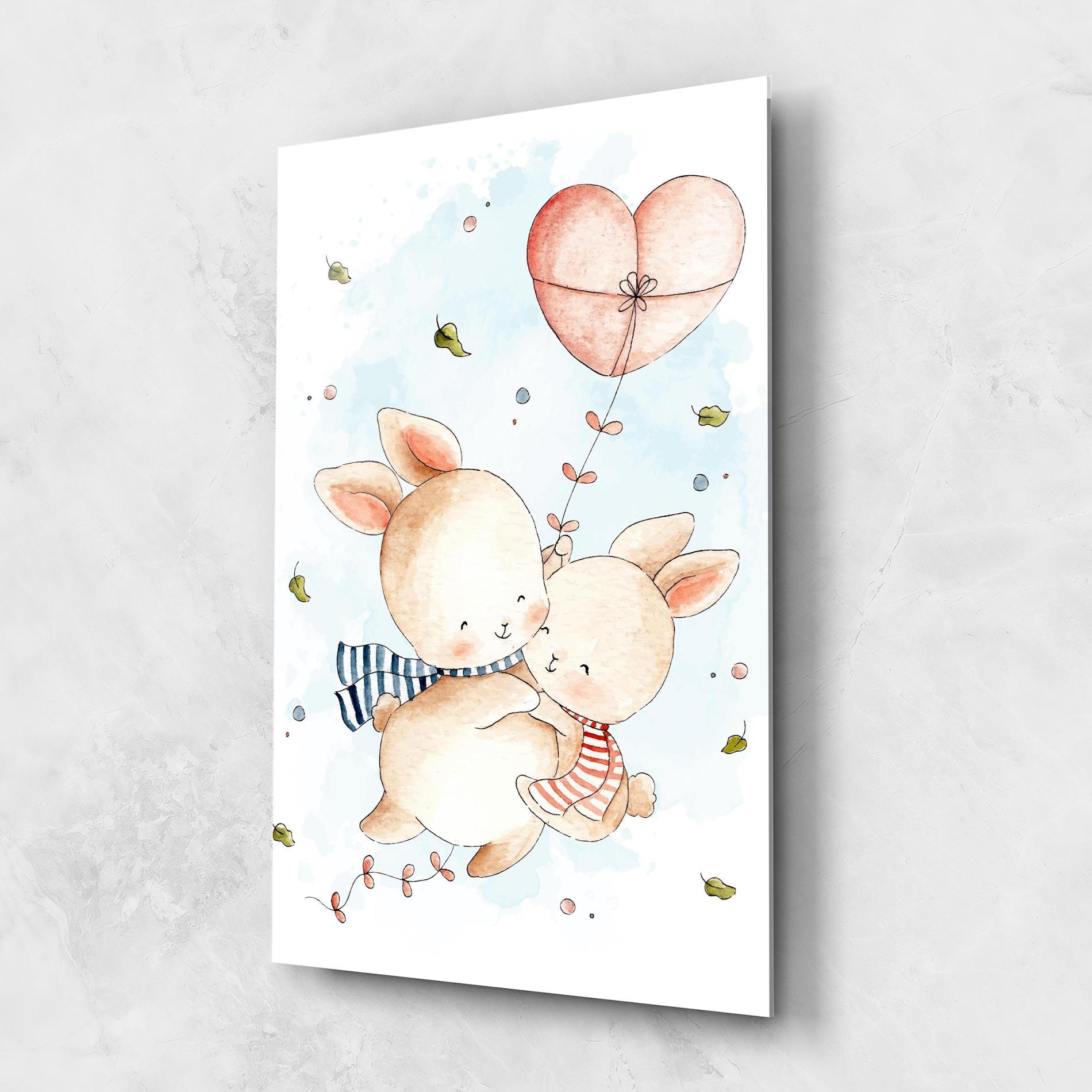 Glasbild Cute Couple Rabbit mockup 1