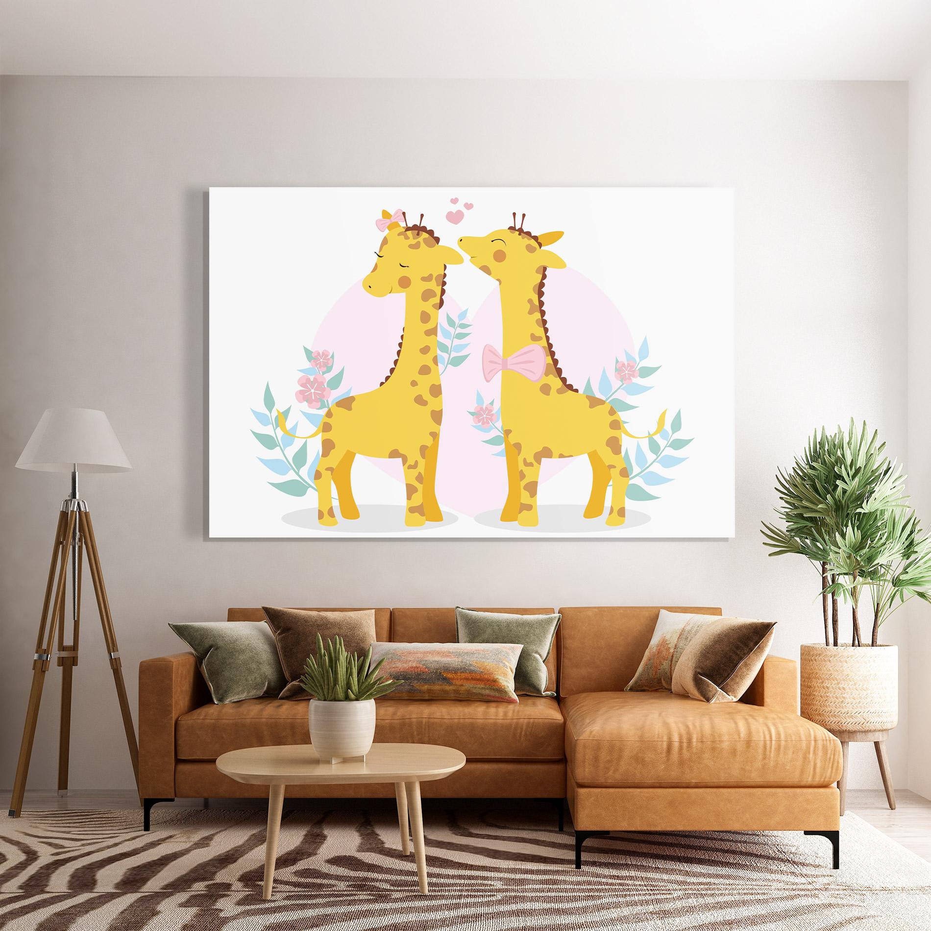 Glasbild Cute Giraffe Couple mockup 7