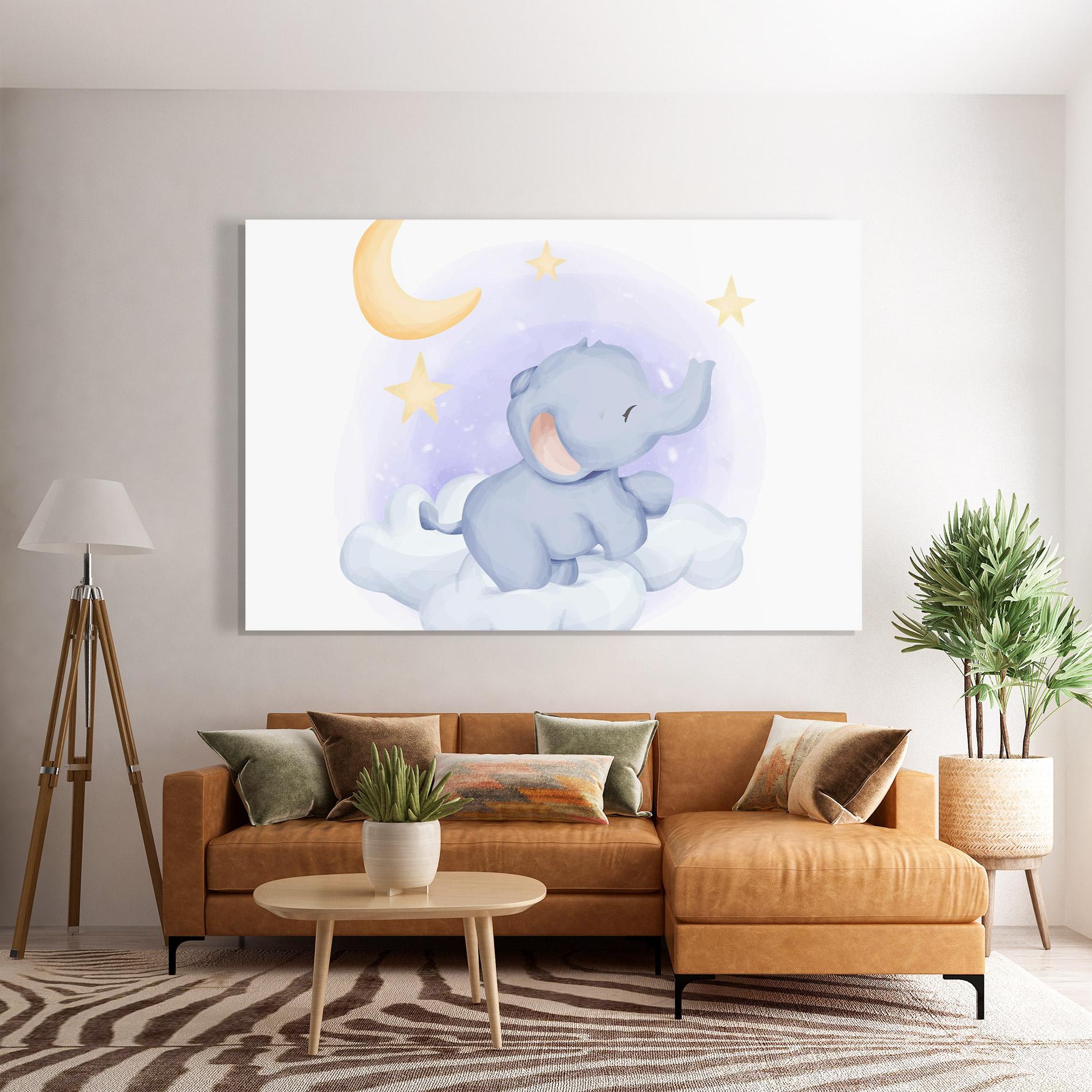 Glasbild Elephant Moon mockup 7