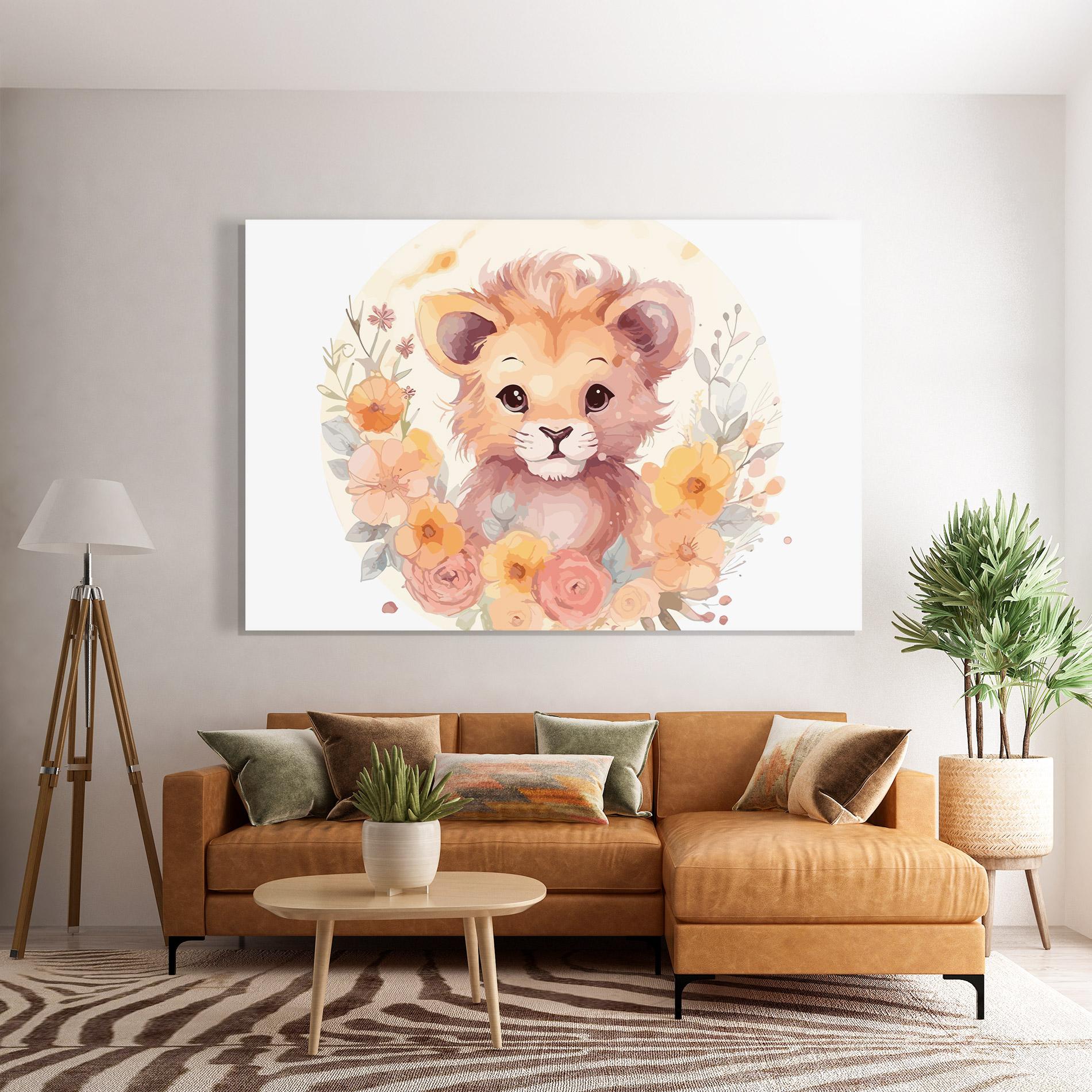 Glasbild Flower Baby Lion mockup 7
