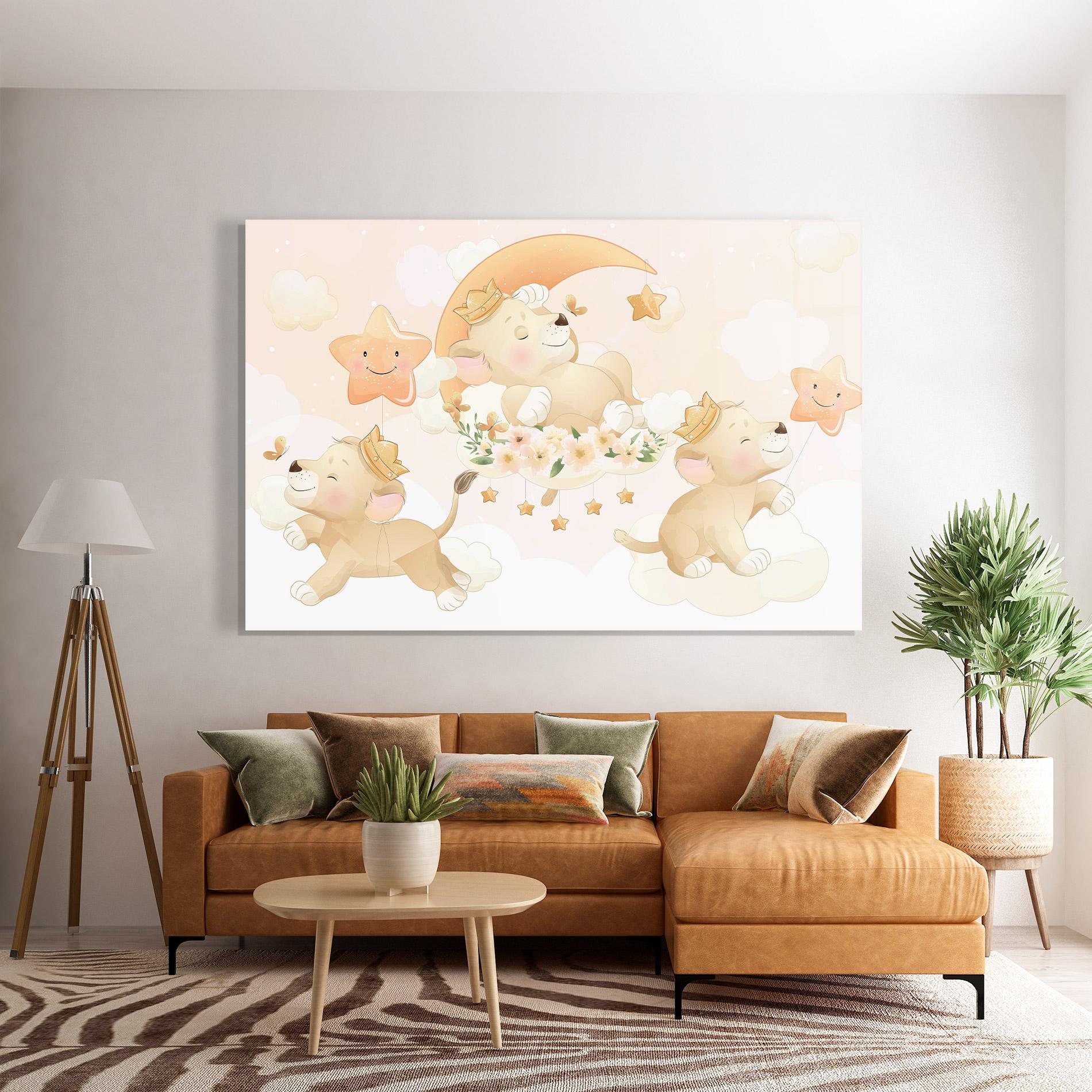 Glasbild King Lion Moon mockup 7