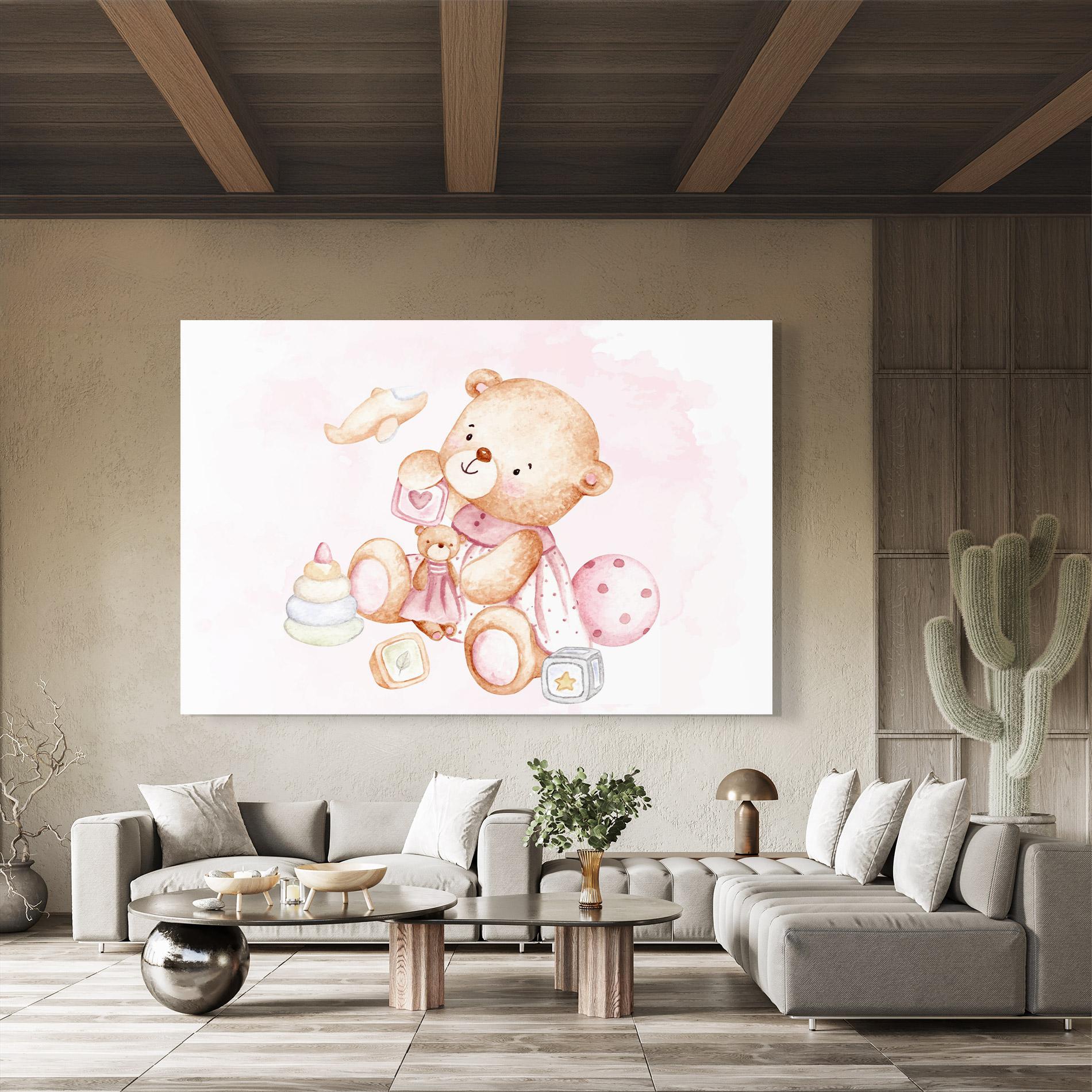 Glasbild Bear With Toys mockup 8