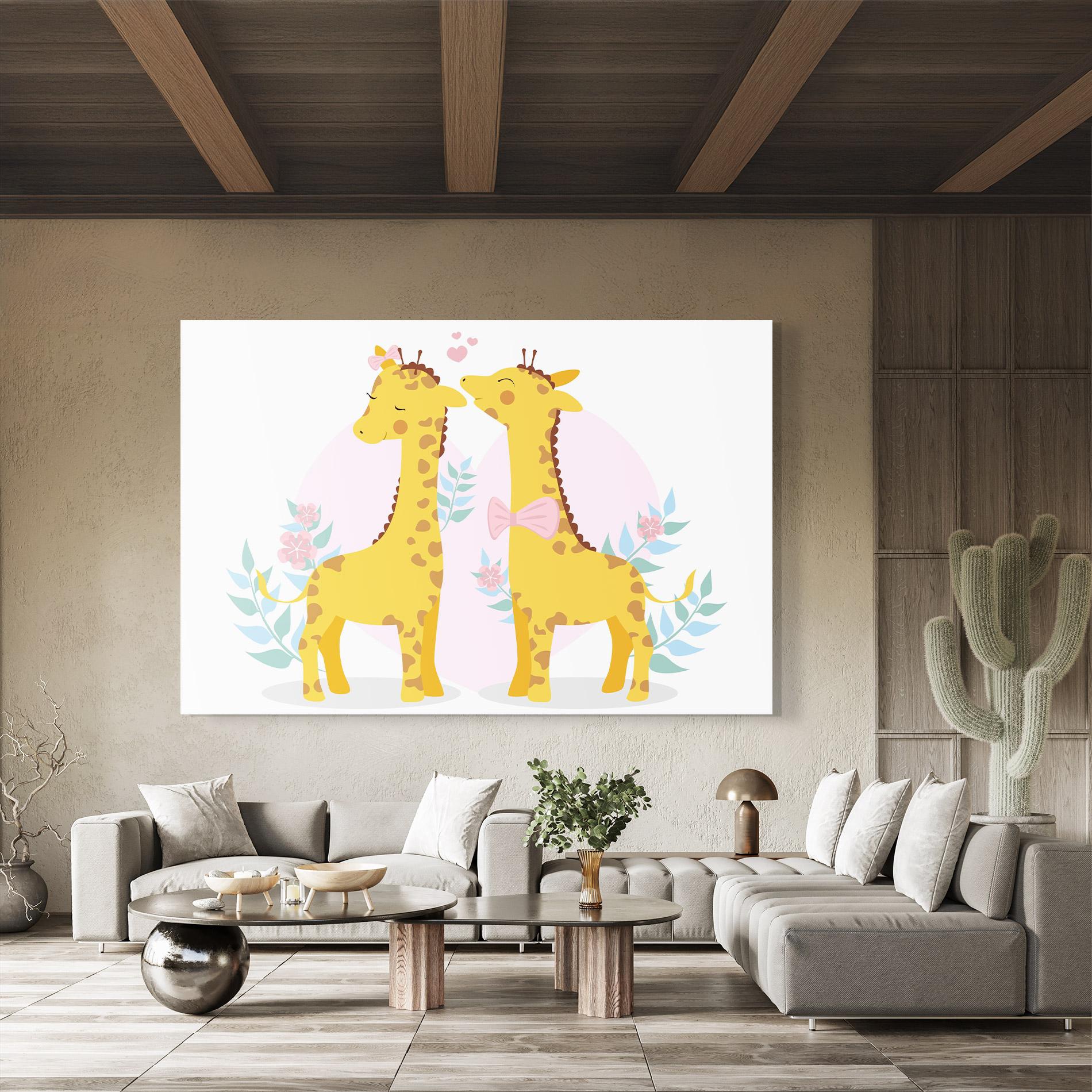 Glasbild Cute Giraffe Couple mockup 8