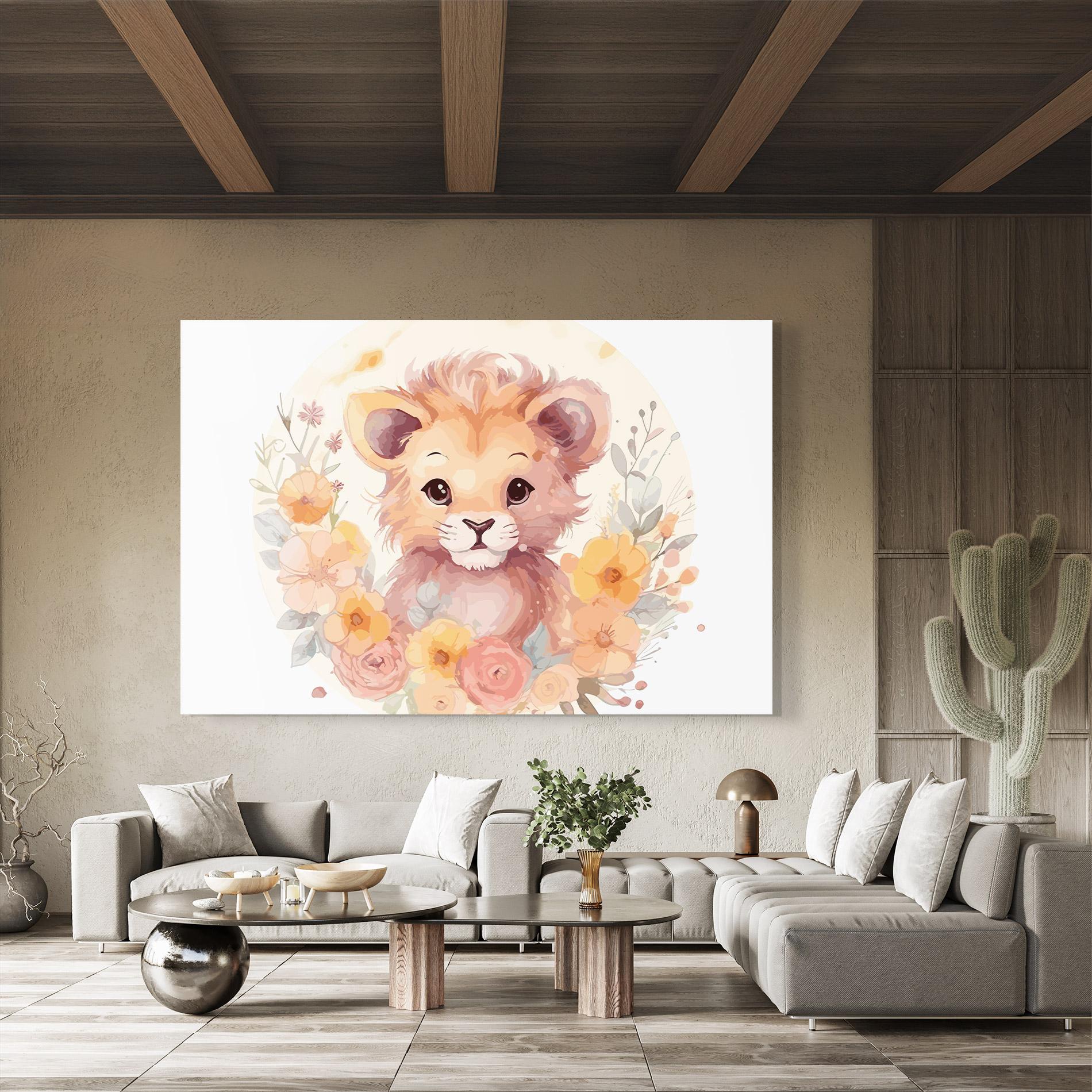 Glasbild Flower Baby Lion mockup 8