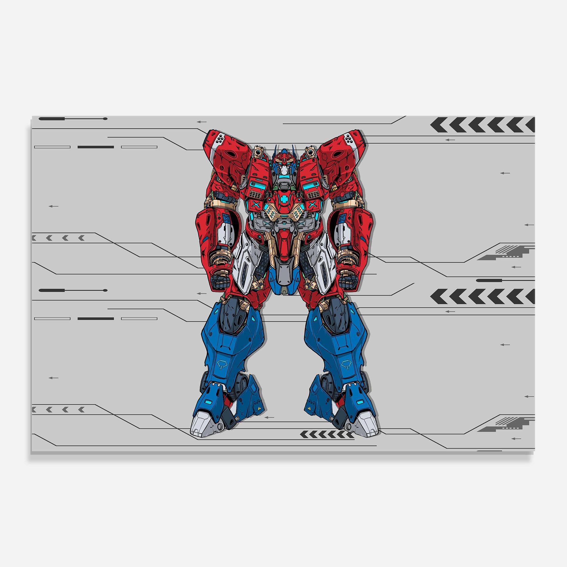 Glasbild Blue Red Robot mockup 0