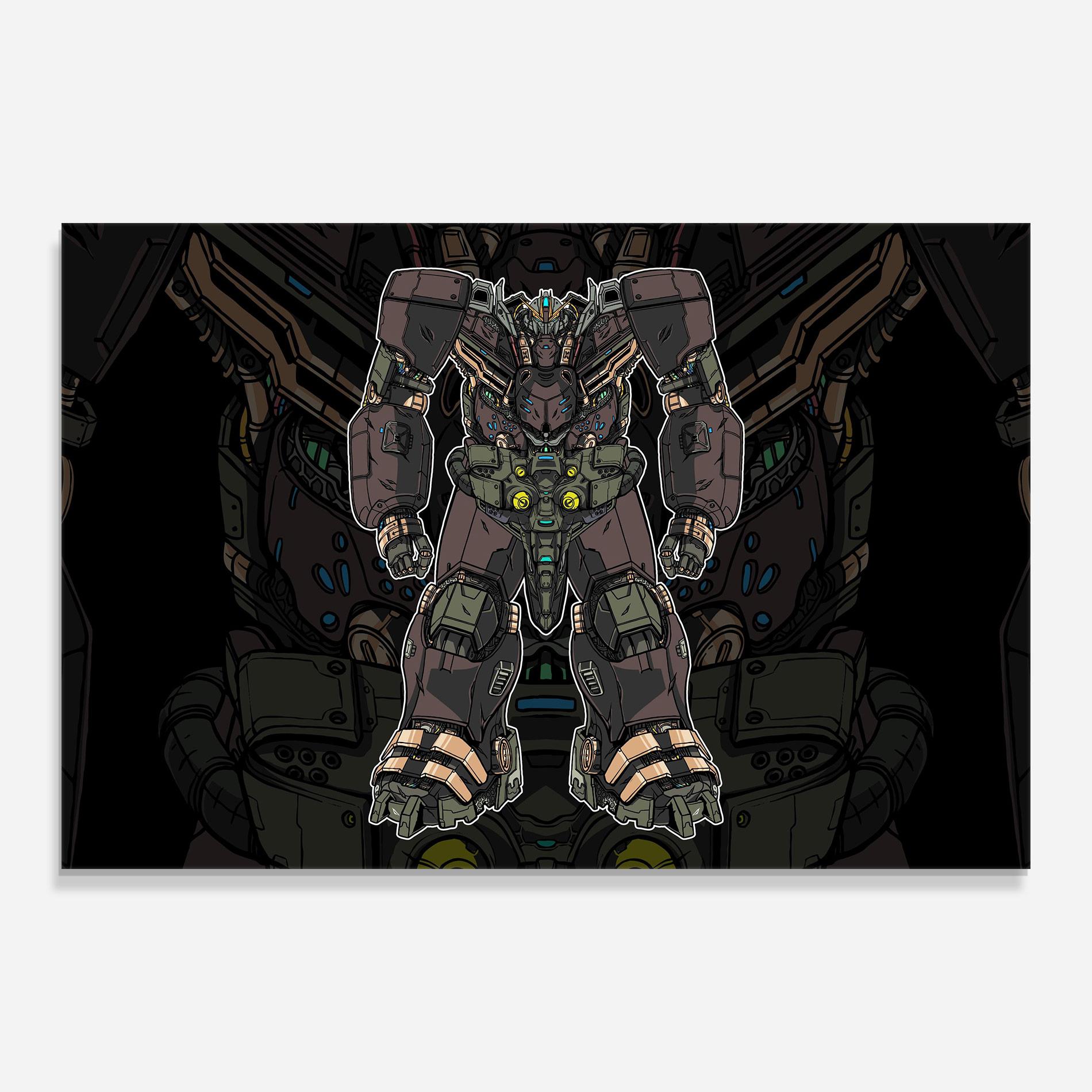Glasbild Brown Grey Robot mockup 0