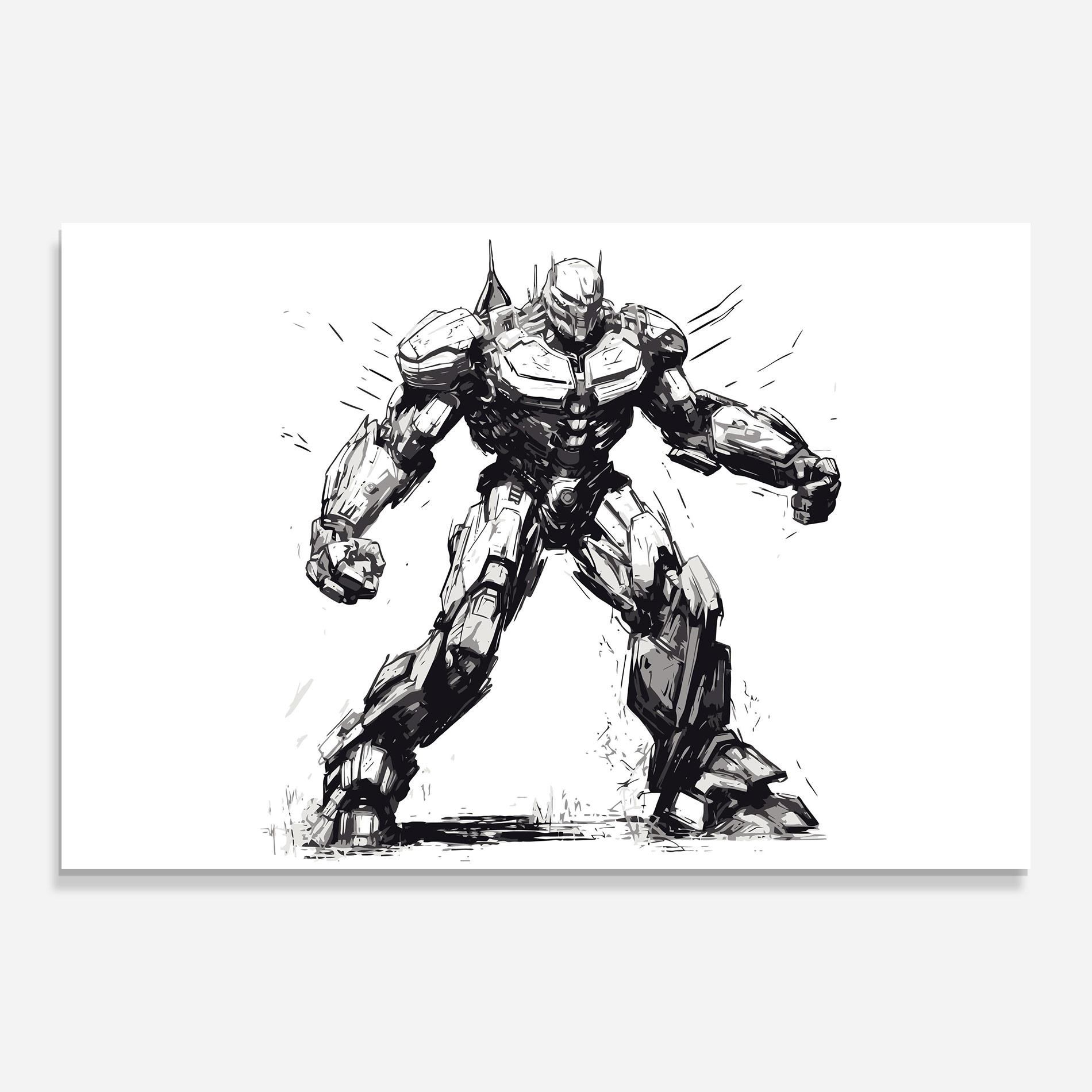 Glasbild Grey White Robot mockup 0