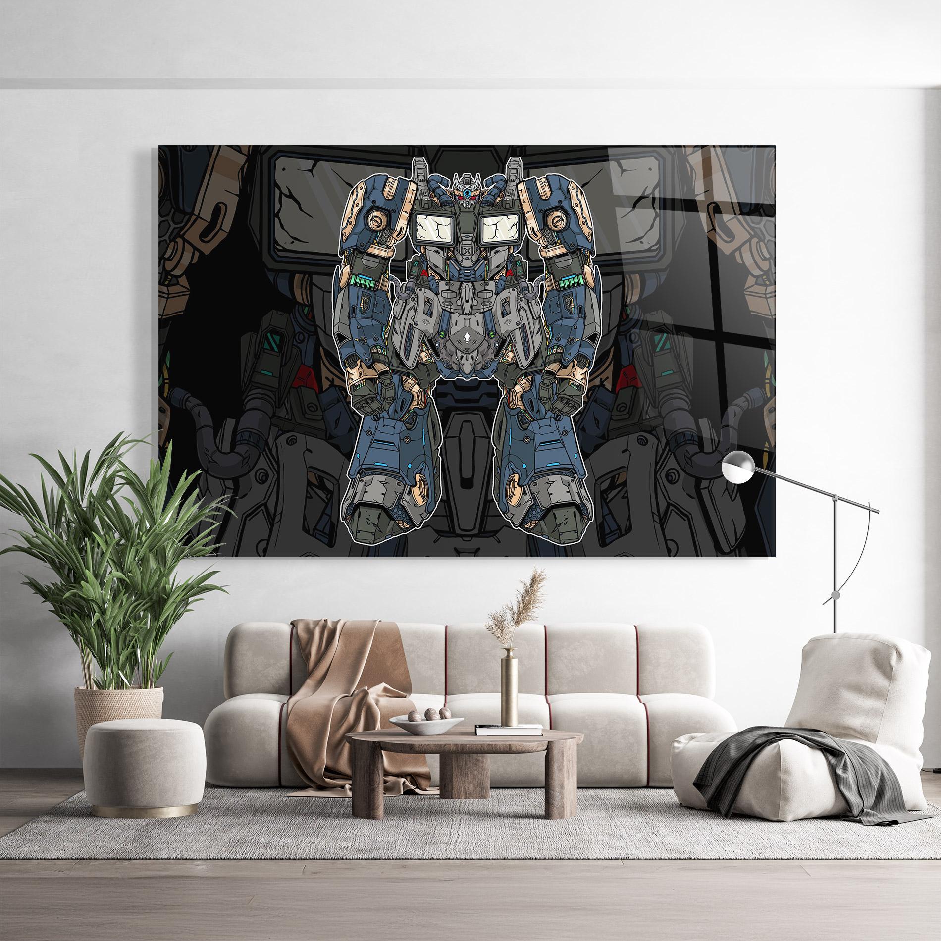 Glasbild Blue Green Robot mockup 9