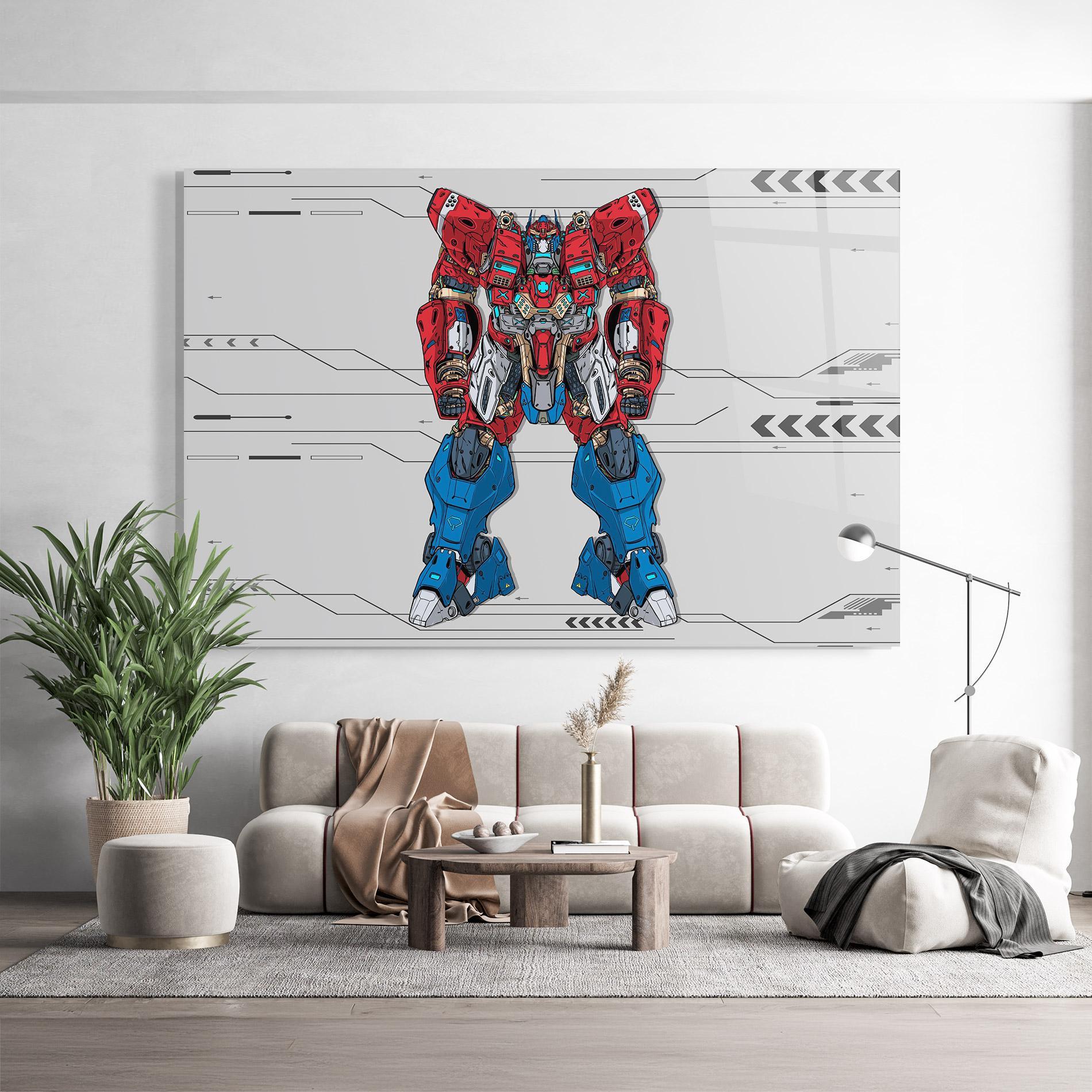 Glasbild Blue Red Robot mockup 9