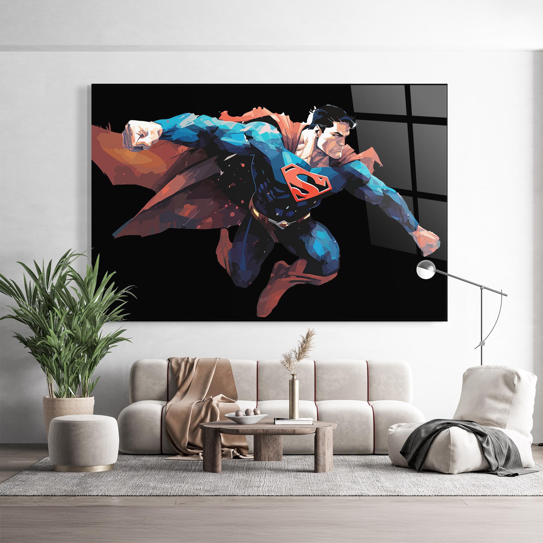 Glasbild Superman Jump mockup 9