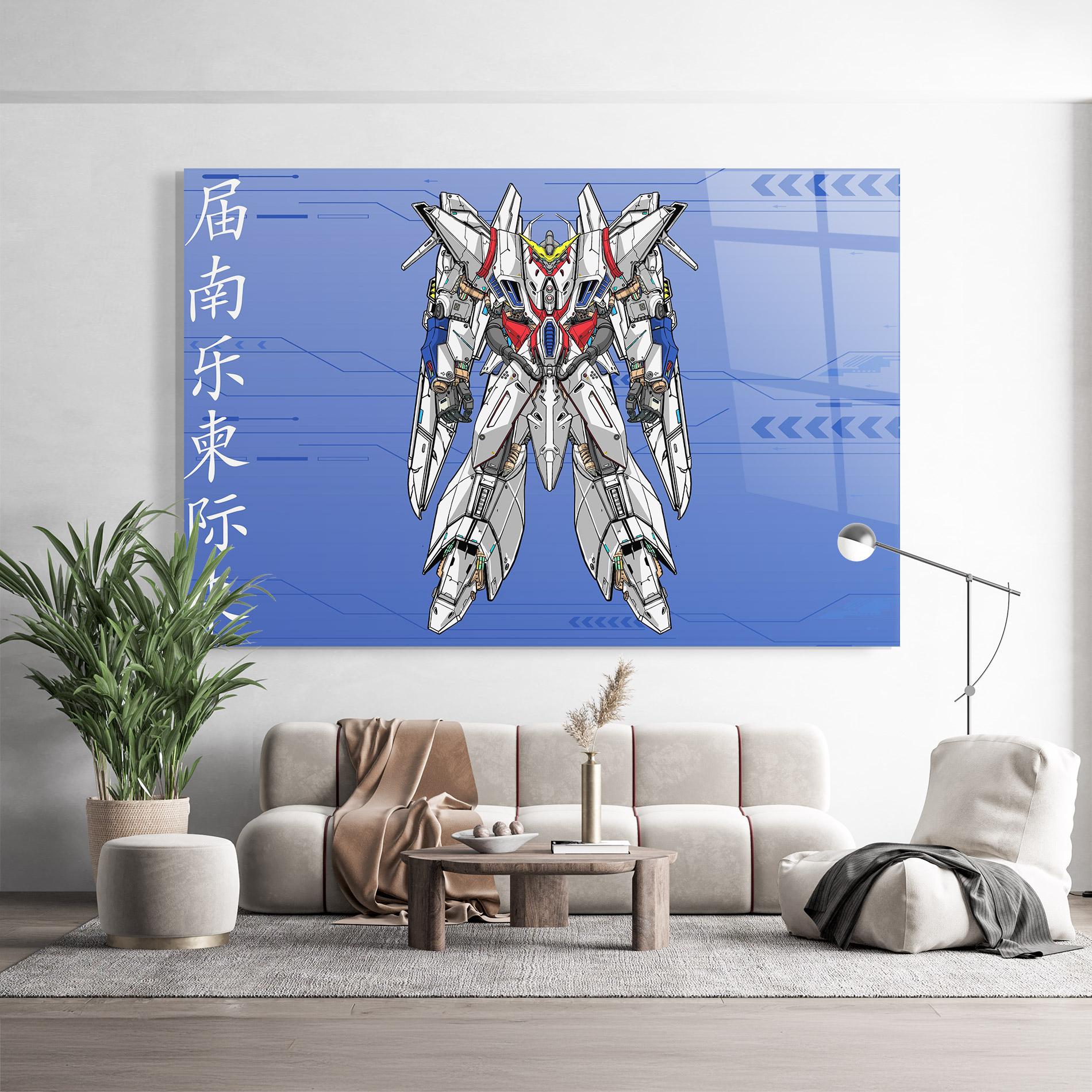 Glasbild White Red Robot mockup 9