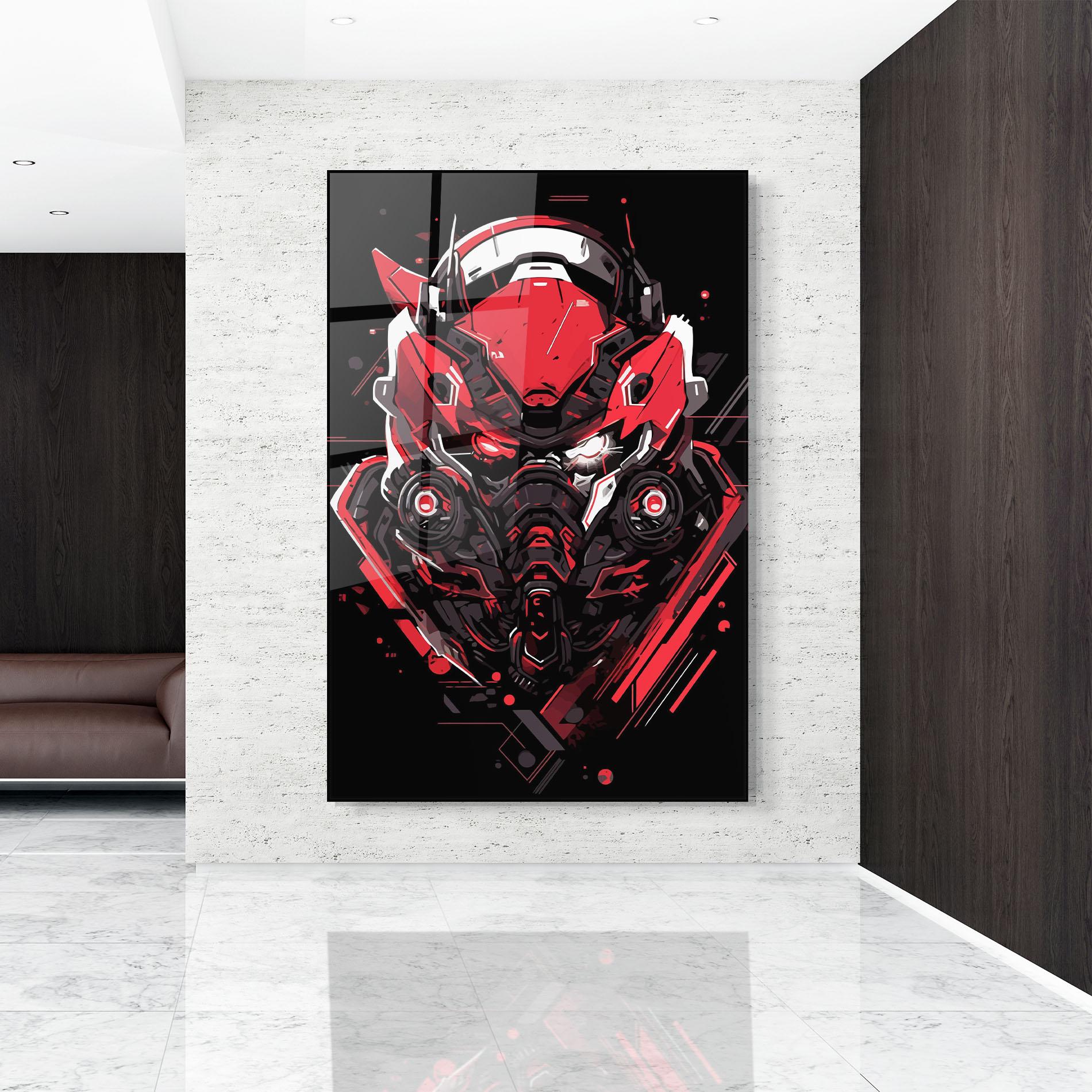 Glasbild Red Robot Art mockup 9