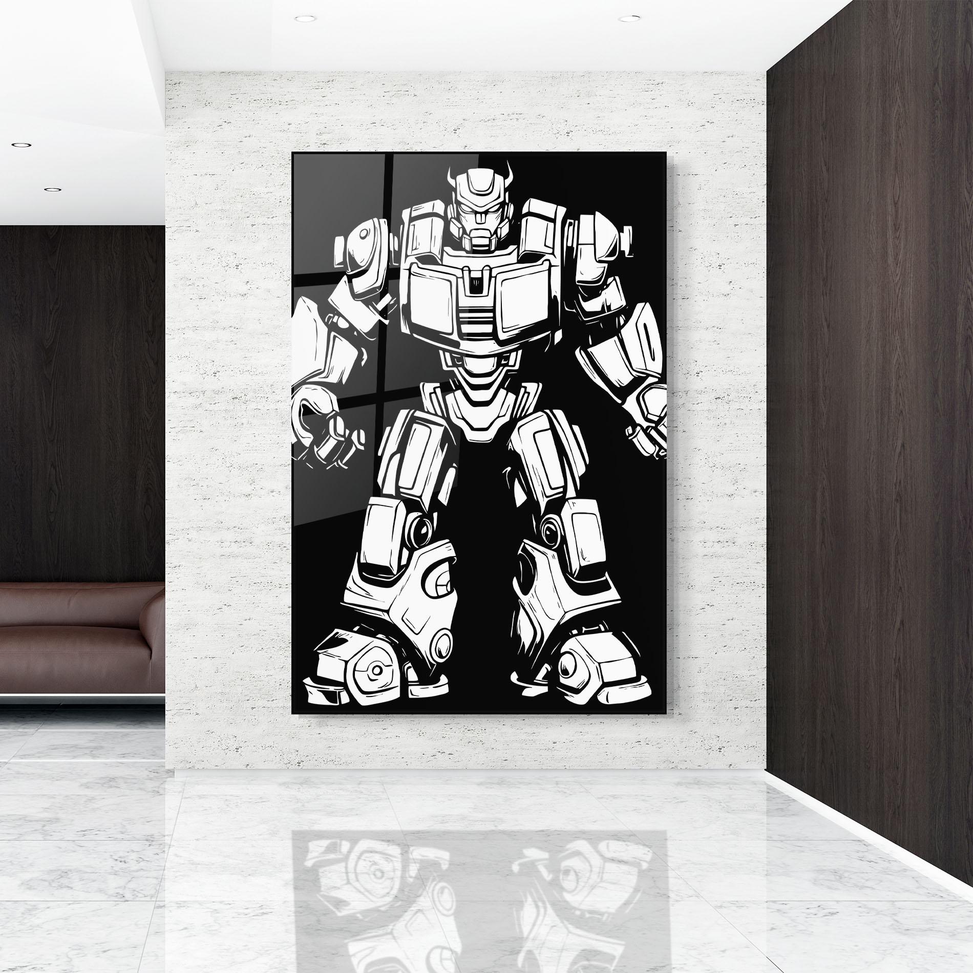 Glasbild Robot Machine mockup 9