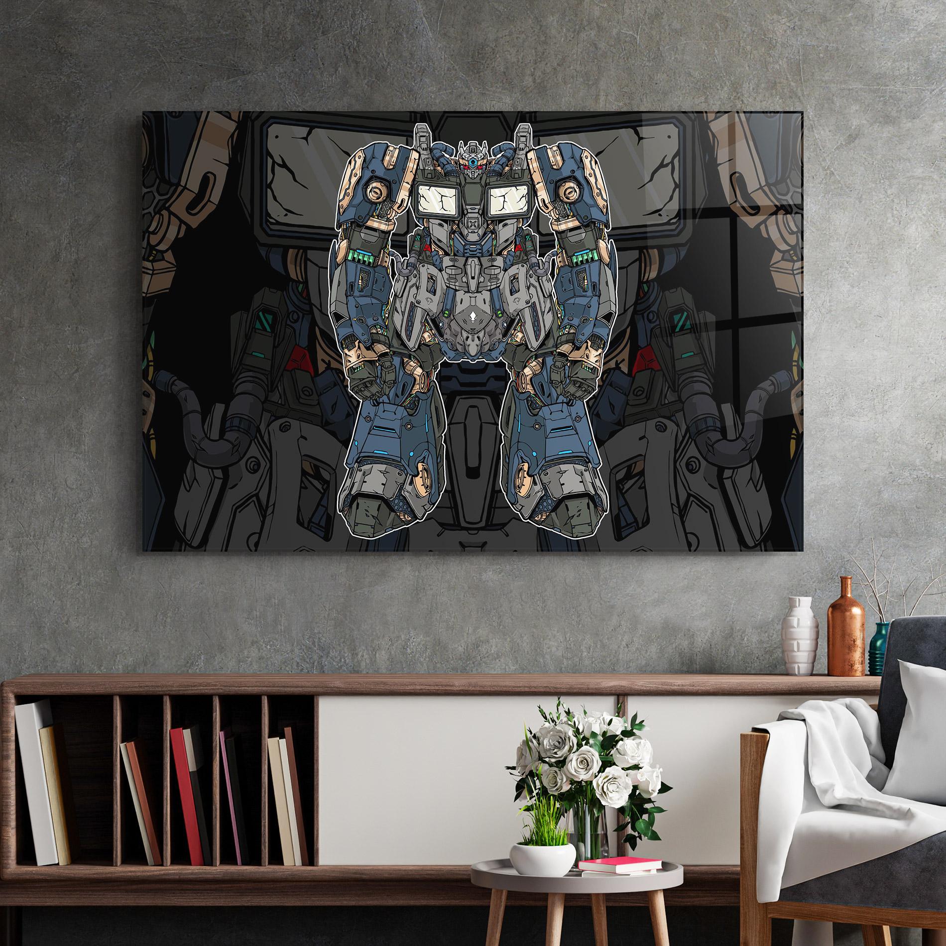 Glasbild Blue Green Robot mockup 2