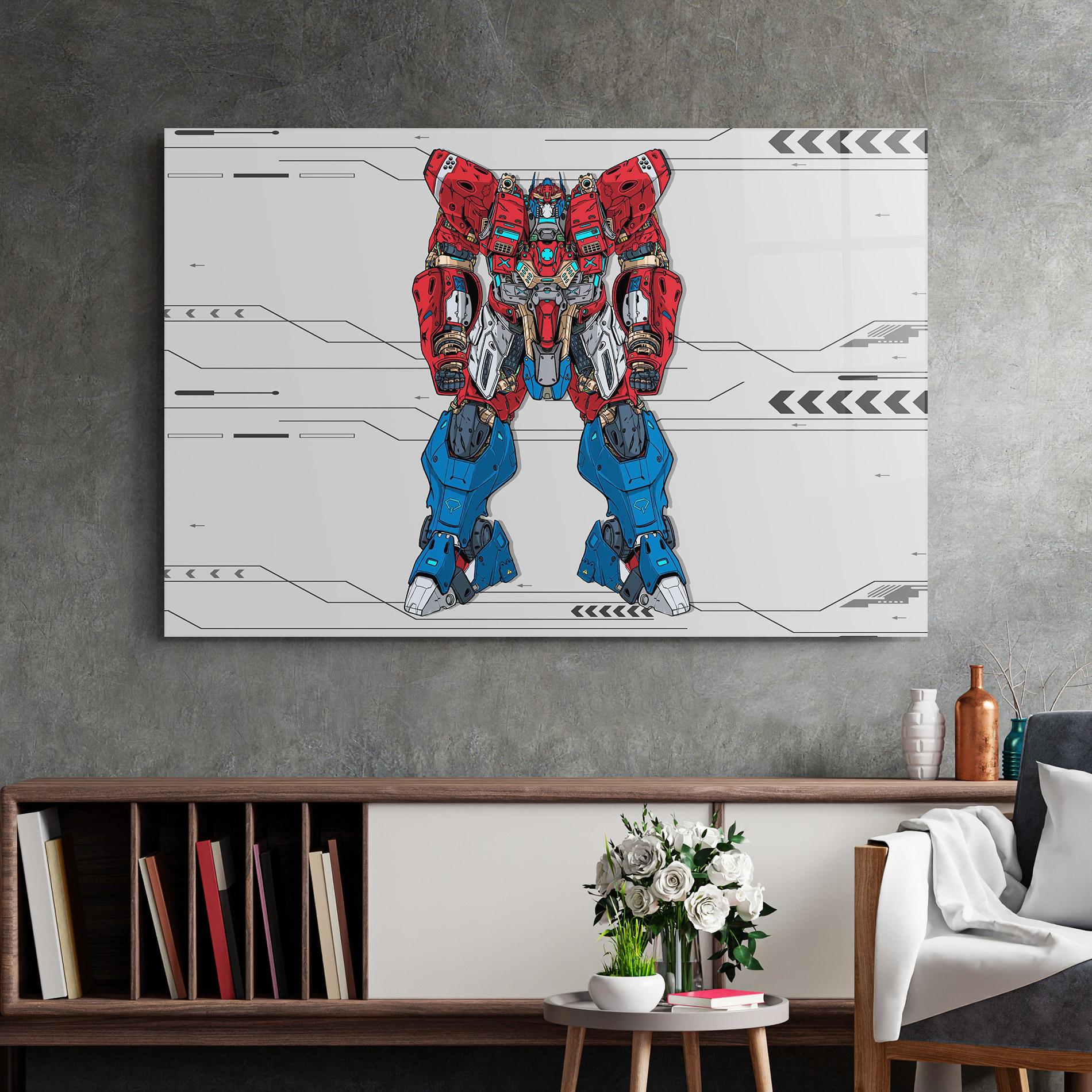 Glasbild Blue Red Robot mockup 2