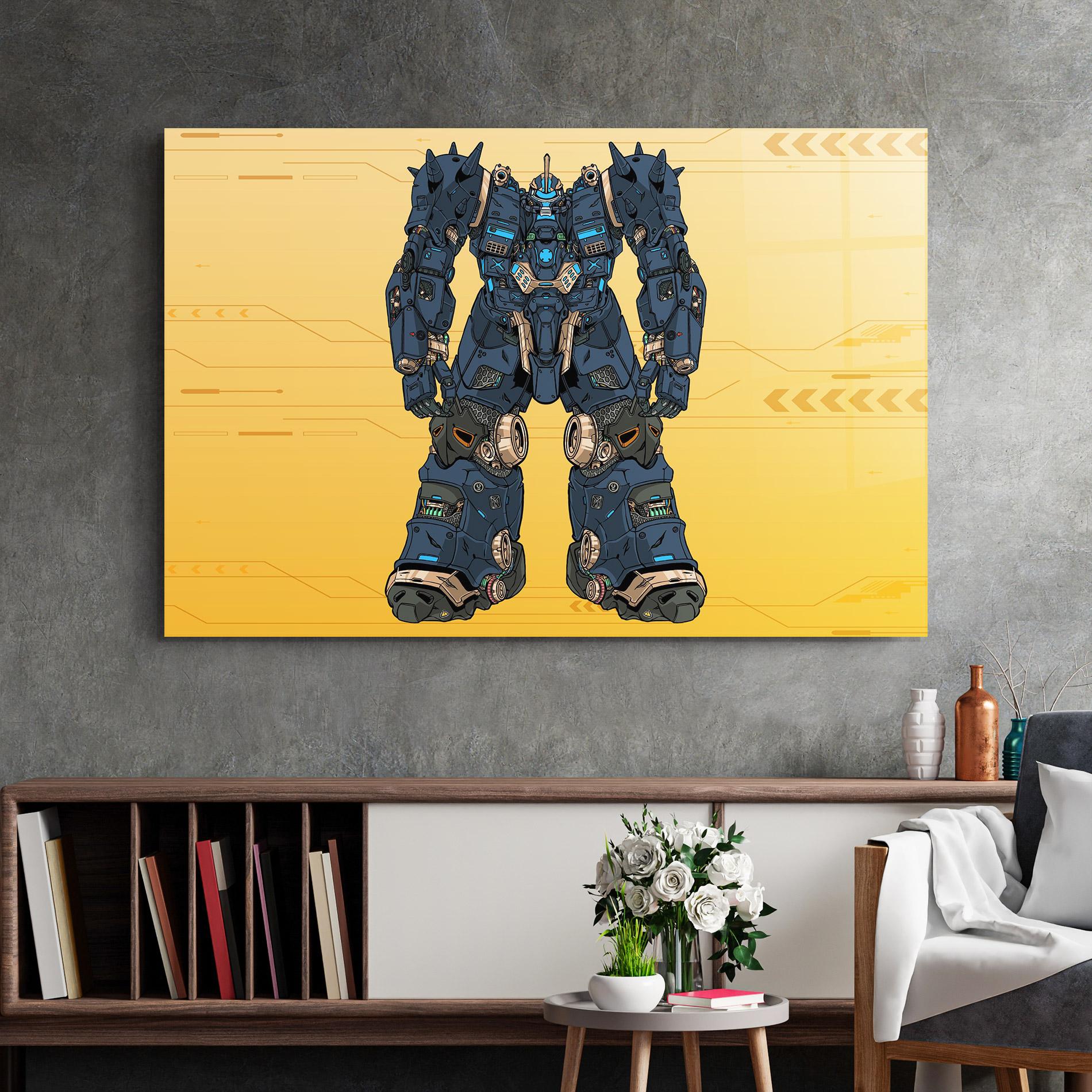 Glasbild Dark Blue Robot mockup 2