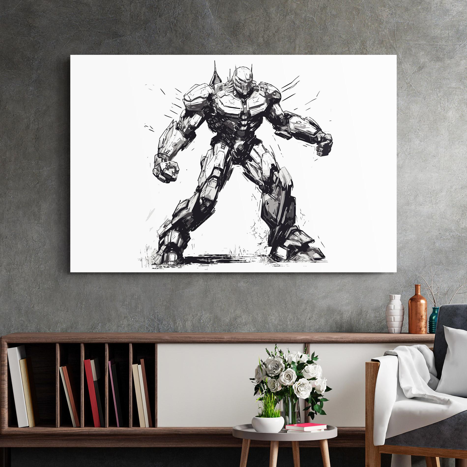 Glasbild Grey White Robot mockup 2