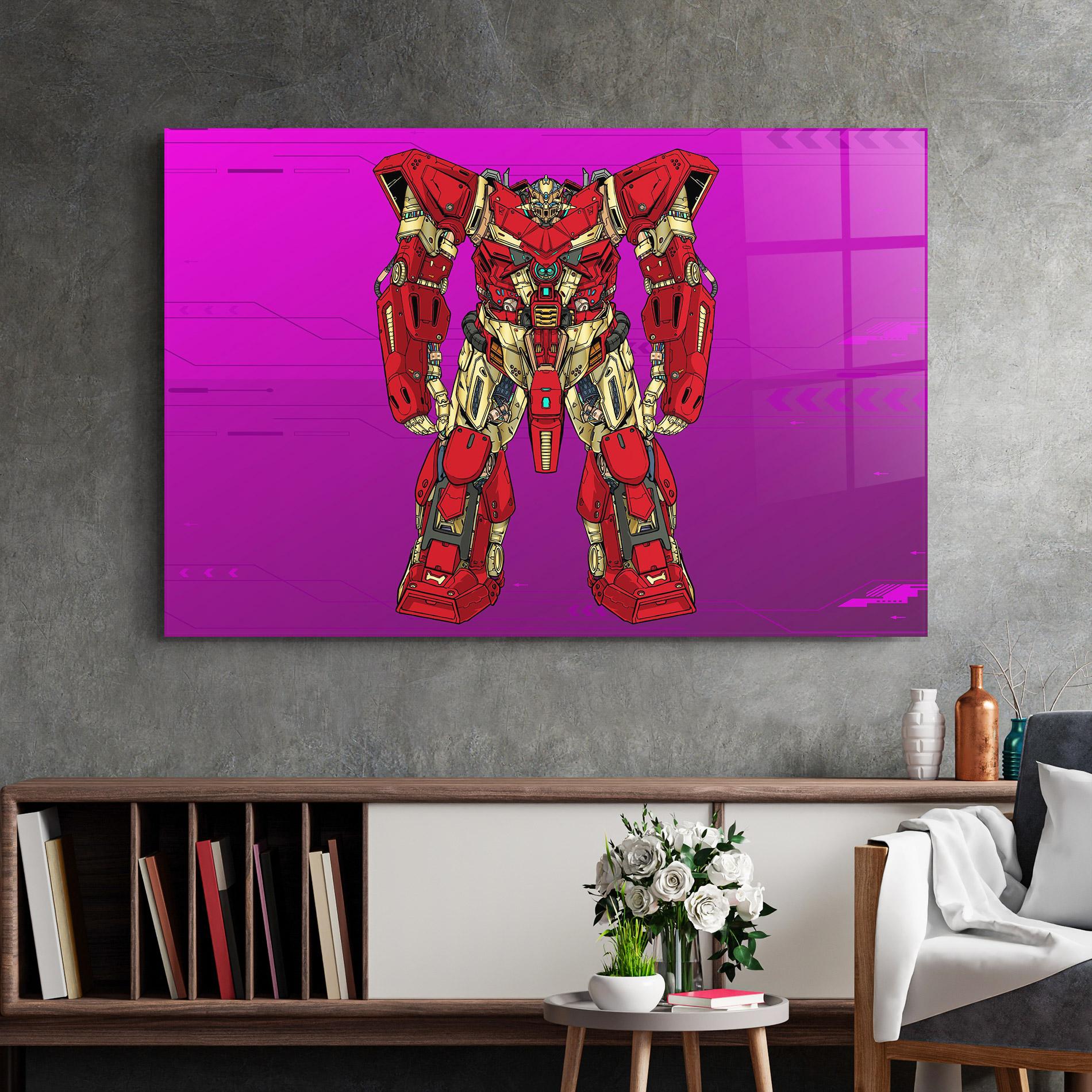 Glasbild Red Cream Robot mockup 2