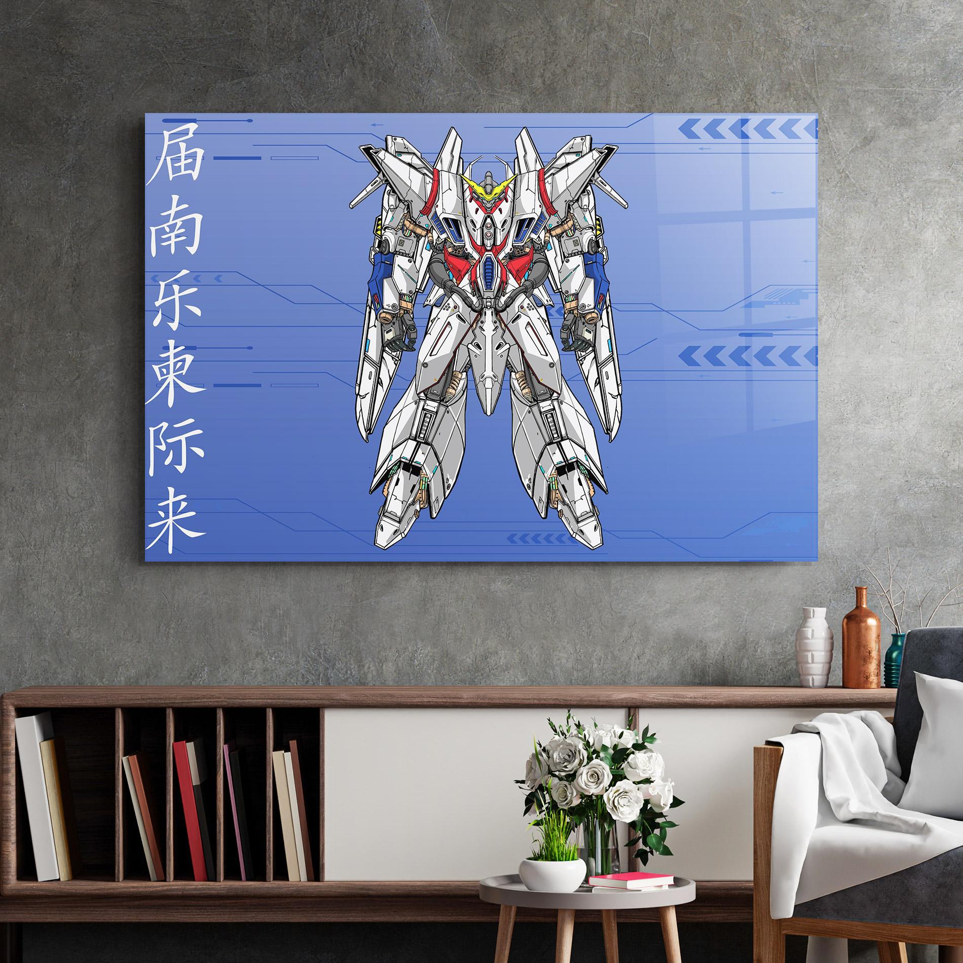 Glasbild White Red Robot mockup 2